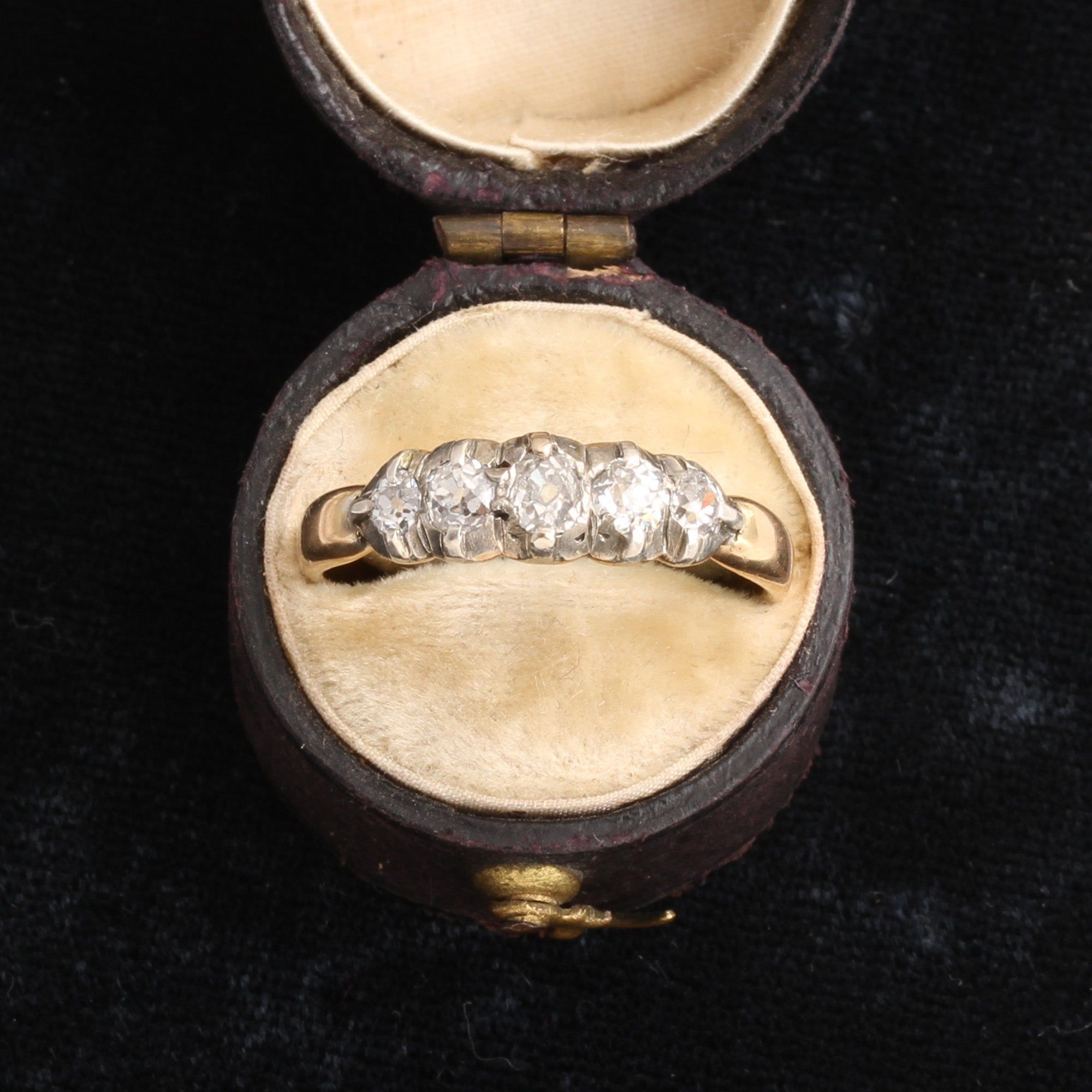 Detail of Early Victorian Five Diamond Ring