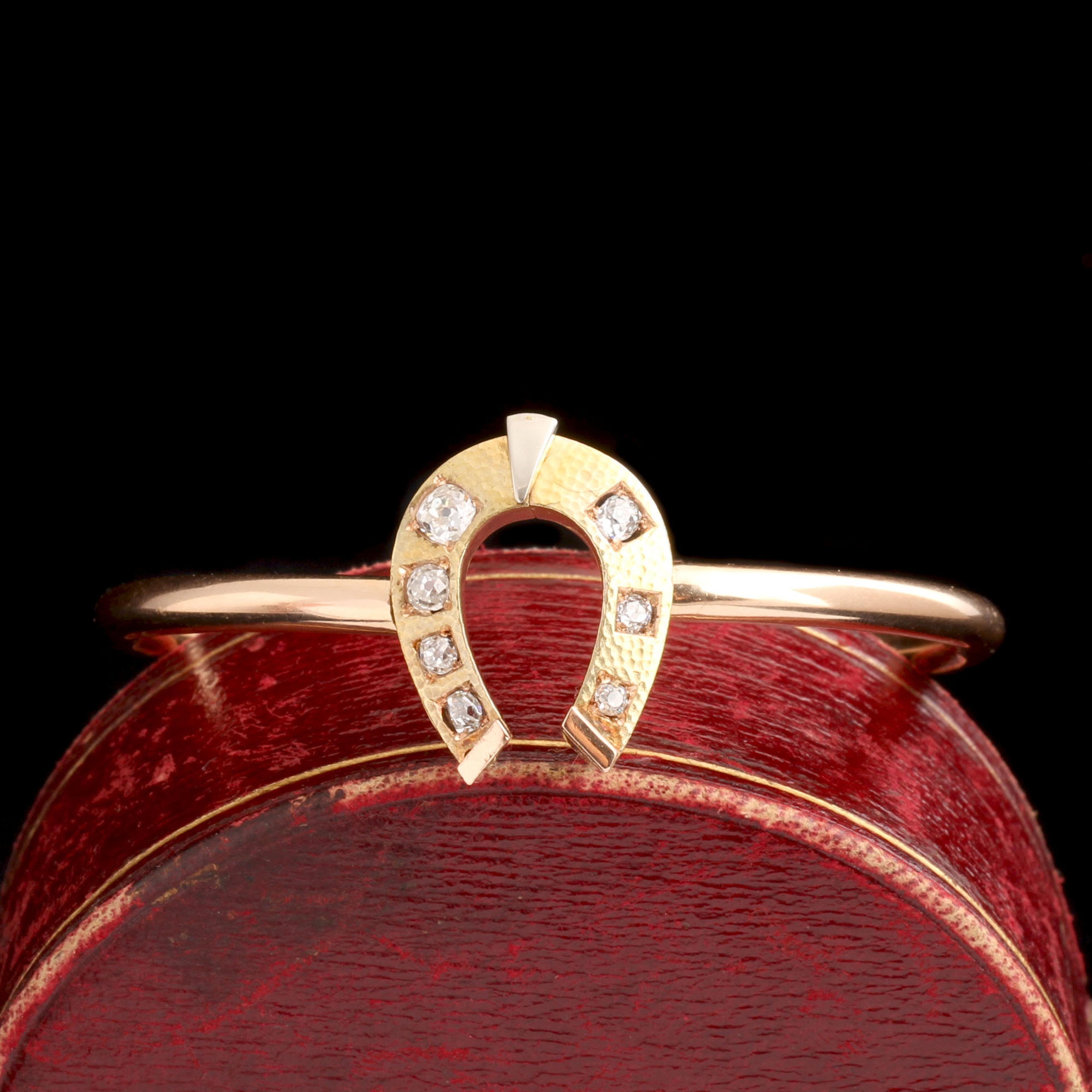 Late 19th Century Austrian Diamond Horseshoe Expandable Bangle