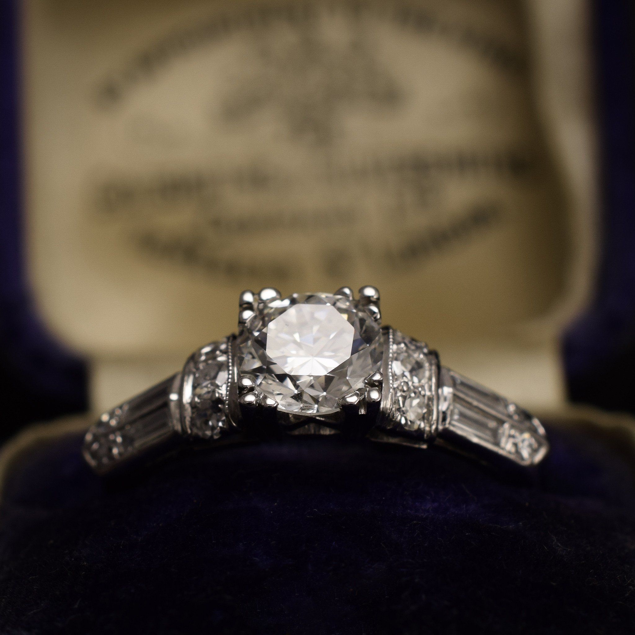 1940s 1.5ctw Diamond Engagement Ring with Gradient Shoulders