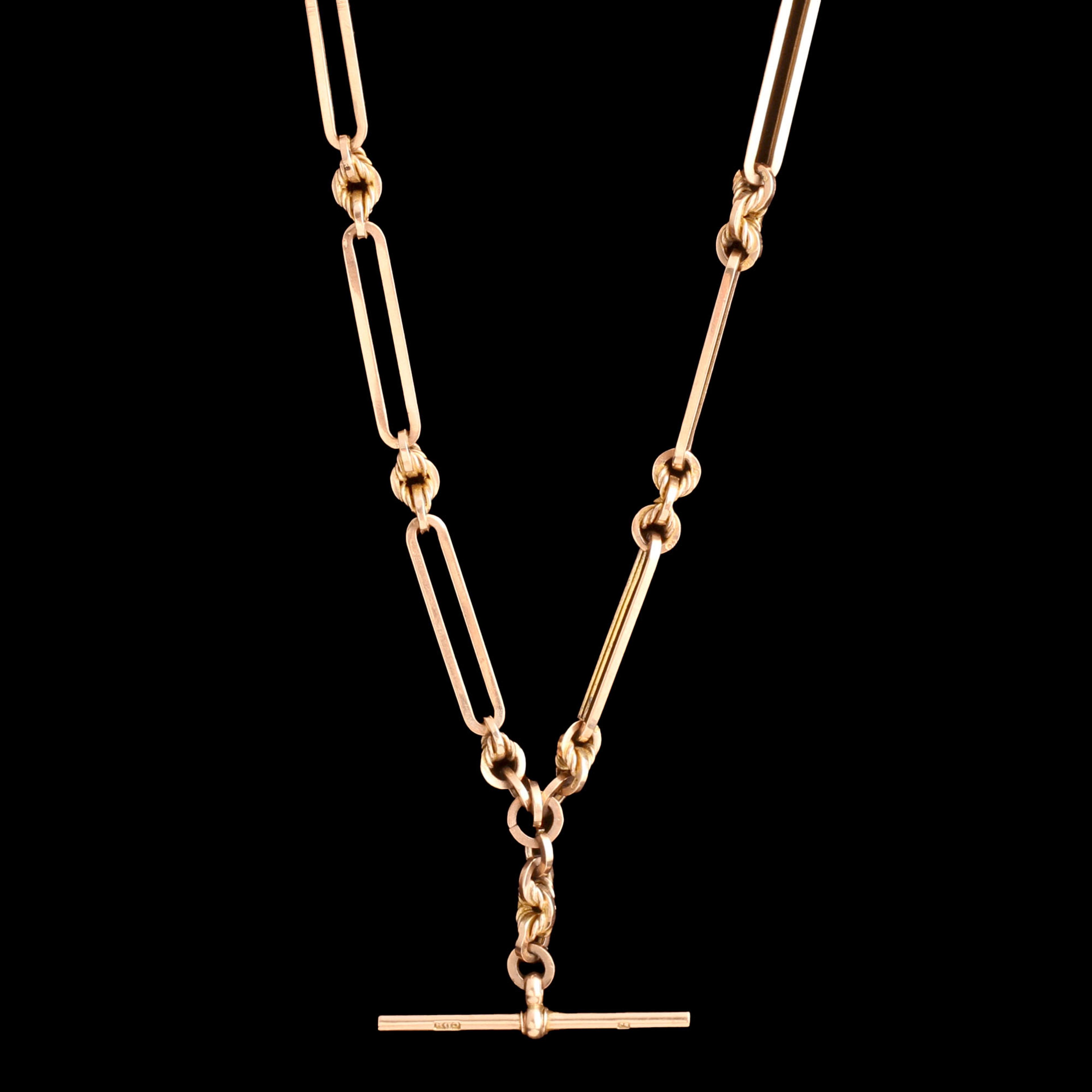 Late Victorian 15 1/2" 9k Gold Trombone Chain