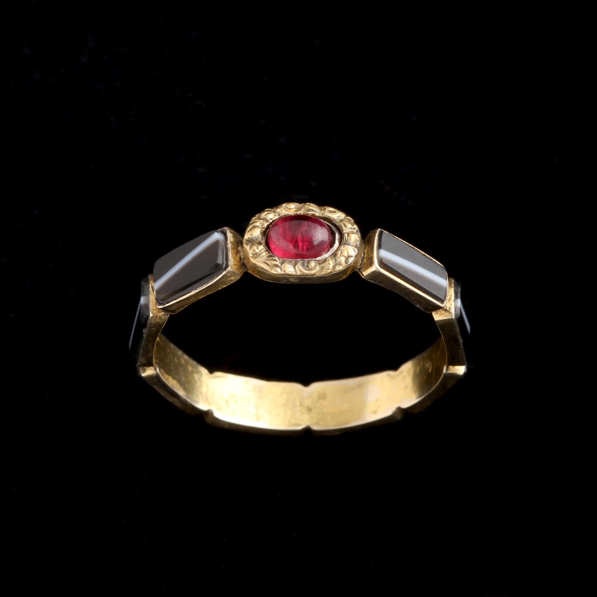 Georgian Banded Agate & Garnet Eternity Ring
