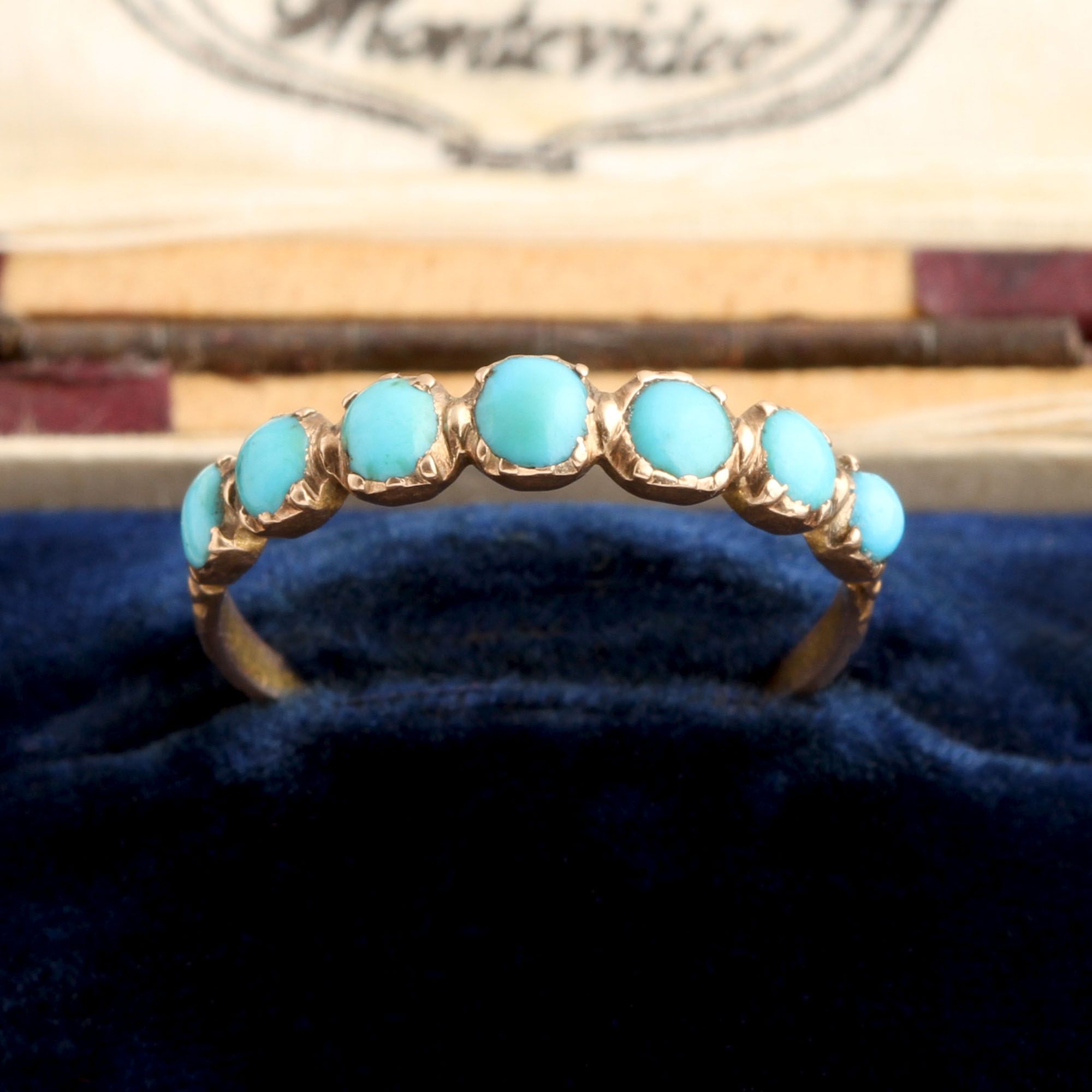 Georgian Turquoise Half Hoop Ring