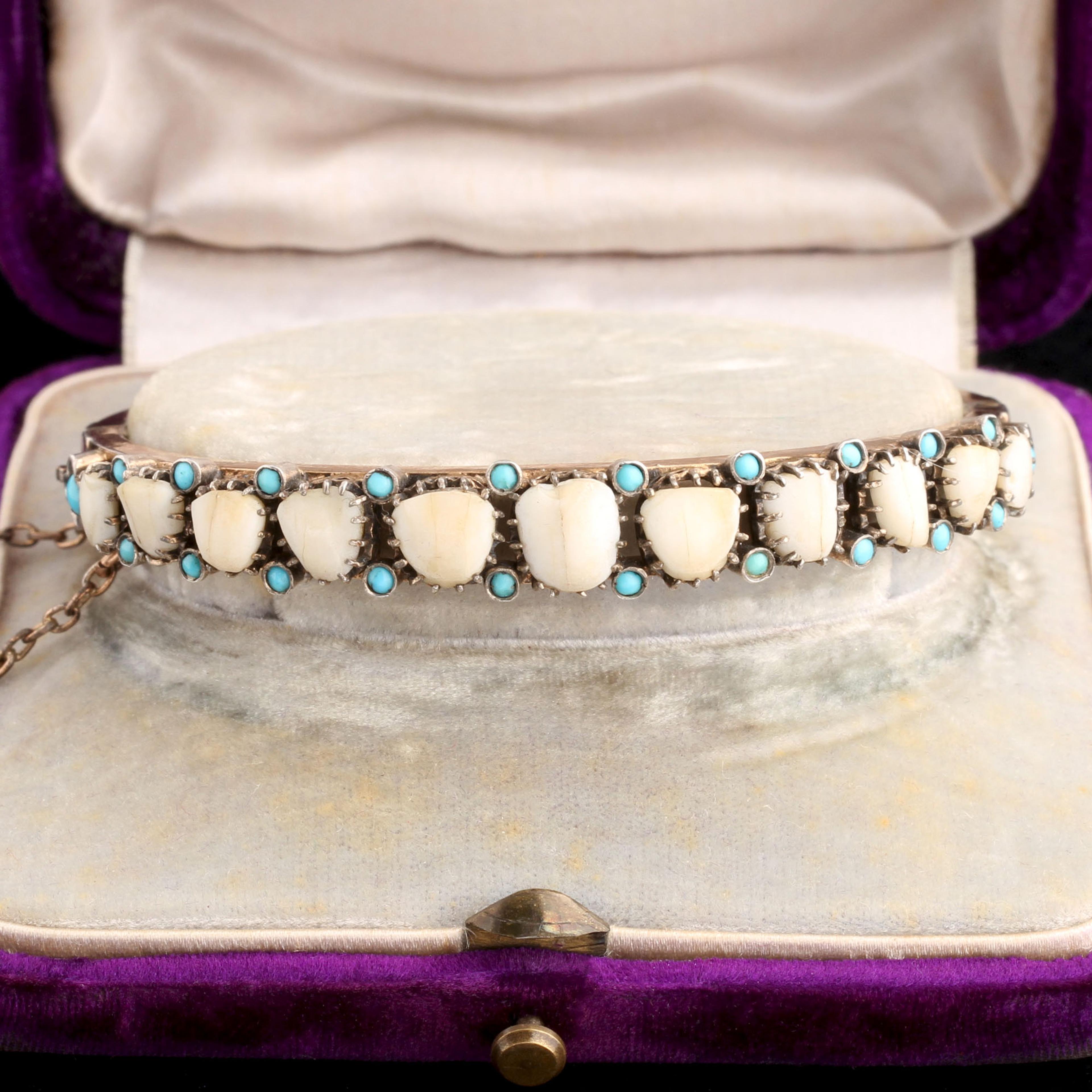 Edwardian Milk Teeth & Turquoise Bangle