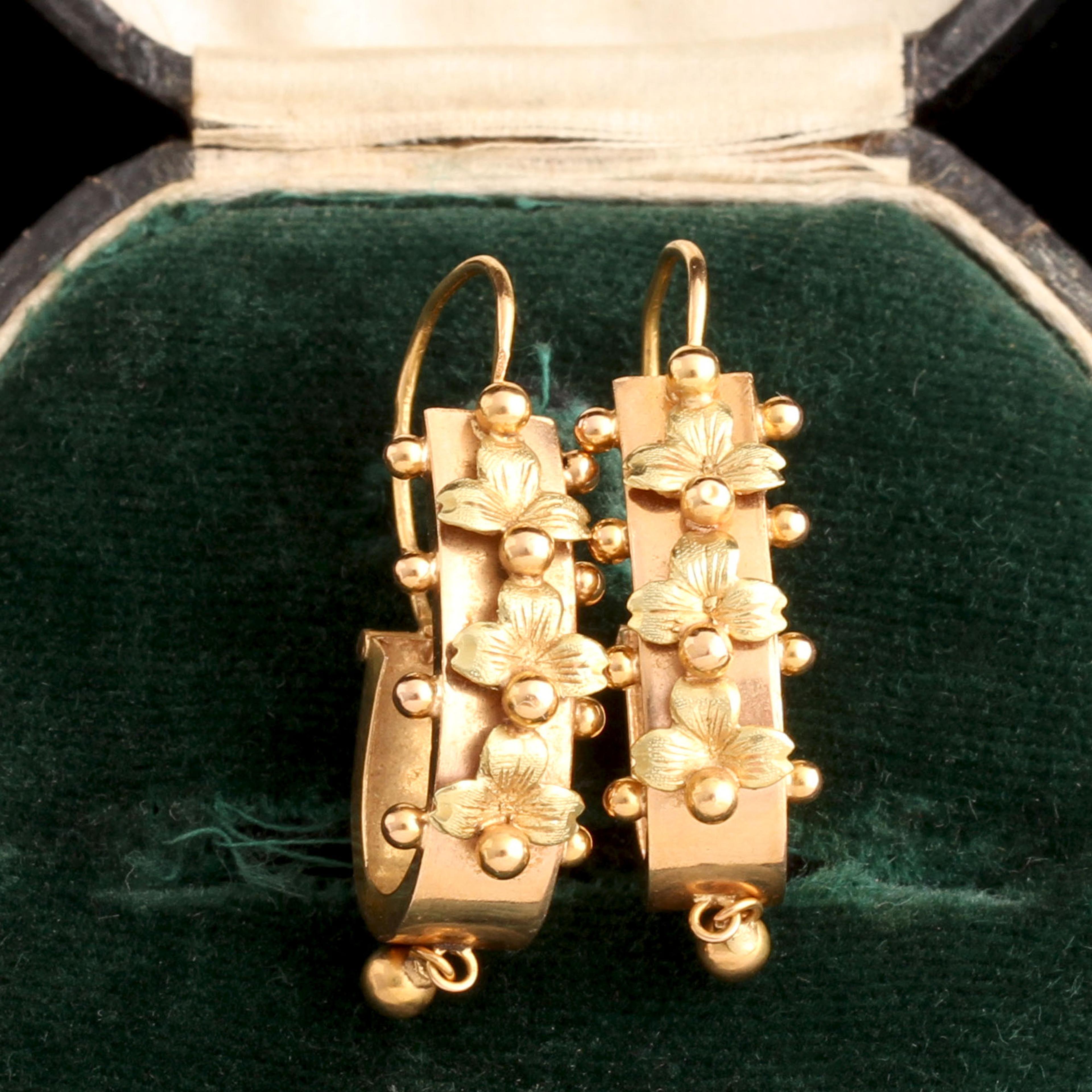 Late 19th Century French Foliated Hoop Earrings