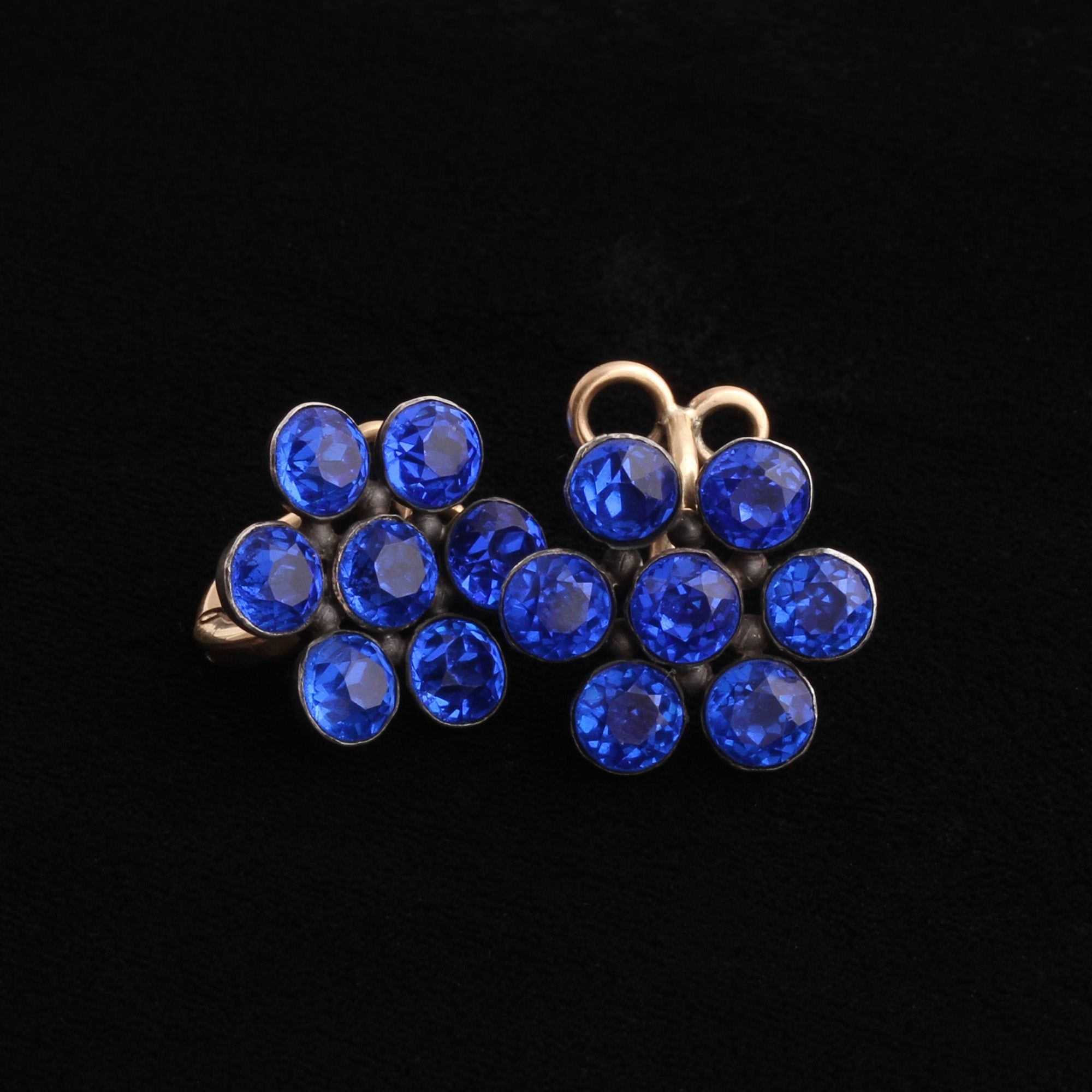 18th Century Cobalt Blue Paste Cluster Earrings