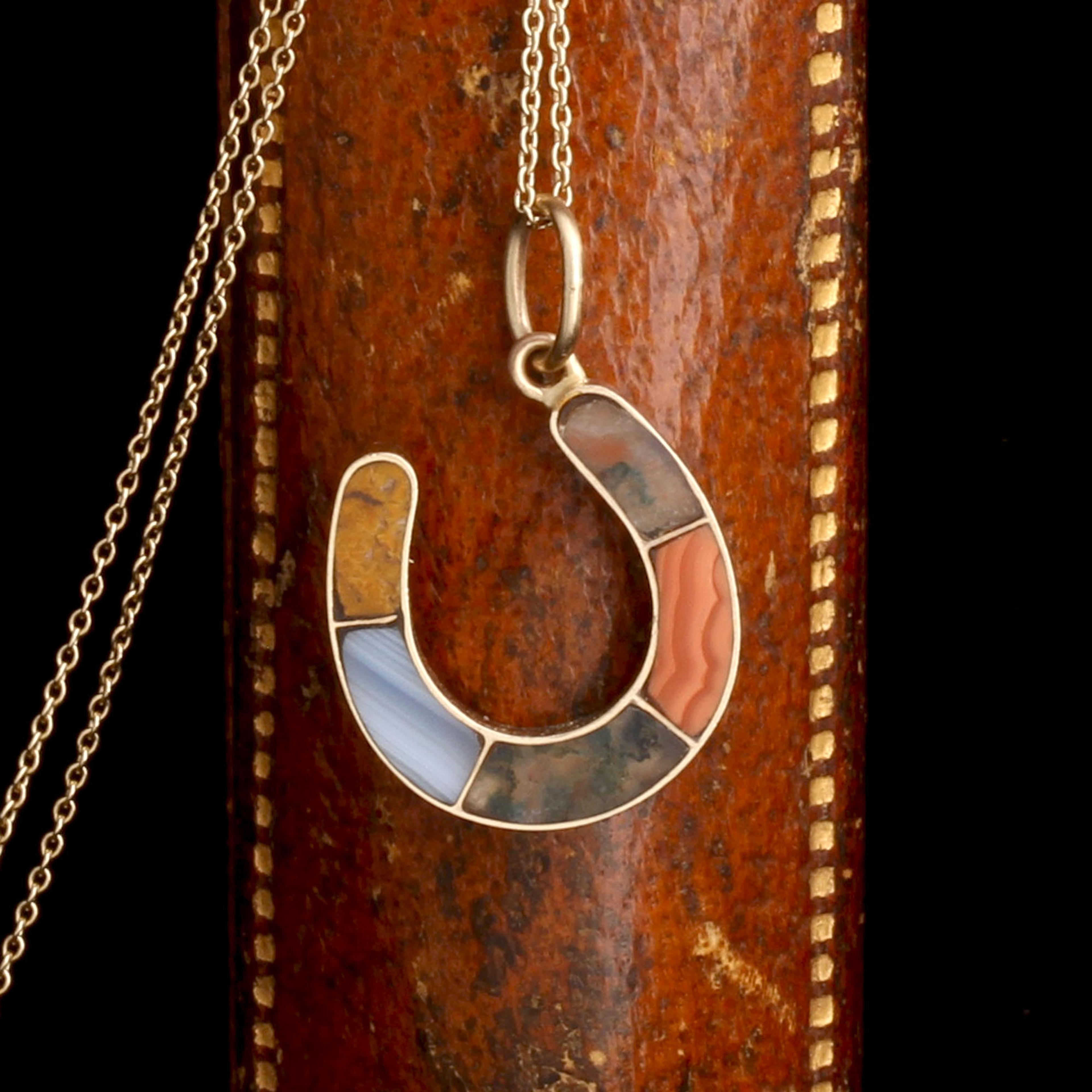 Victorian Multicolored Agate Horseshoe Necklace