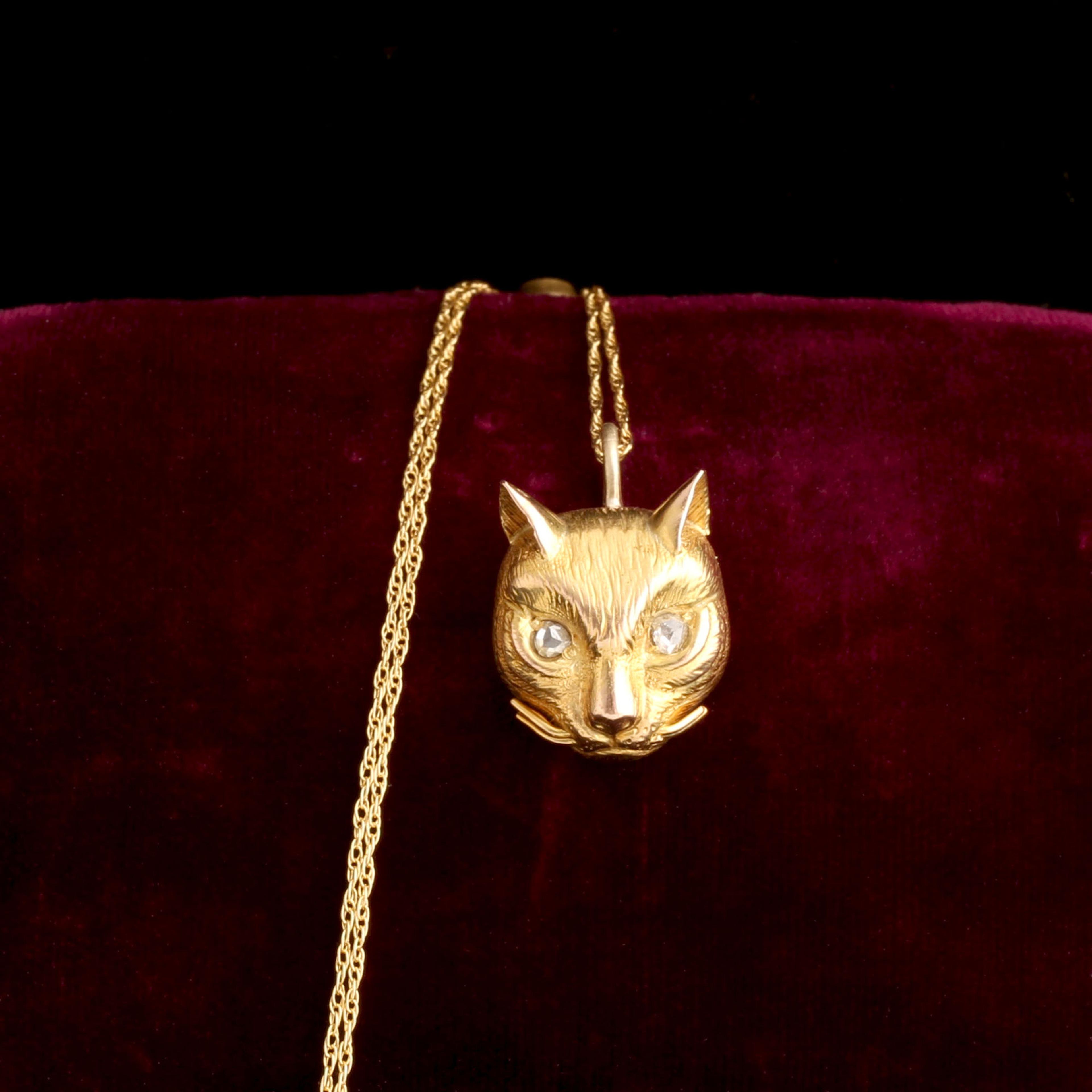 Victorian Diamond-Eyed Cat Necklace  