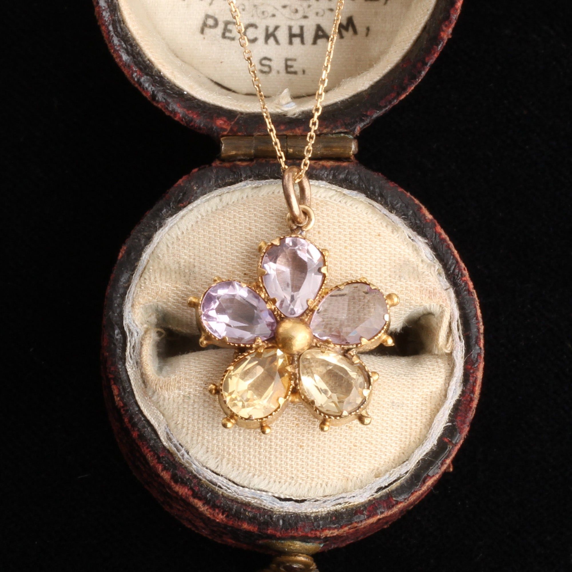 Victorian Amethyst & Citrine Pansy Pendant