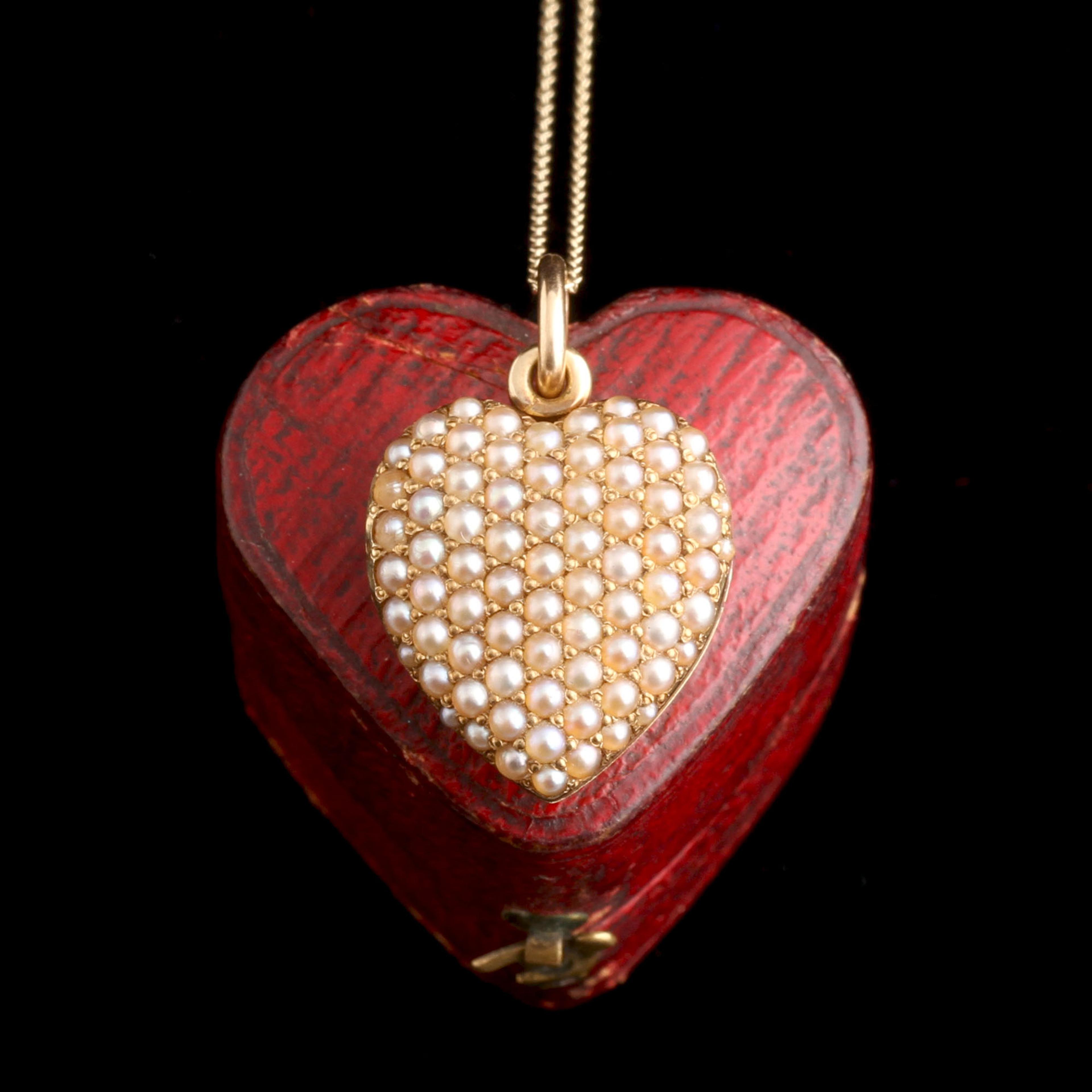 Late 19th Century Seed Pearl Heart Locket