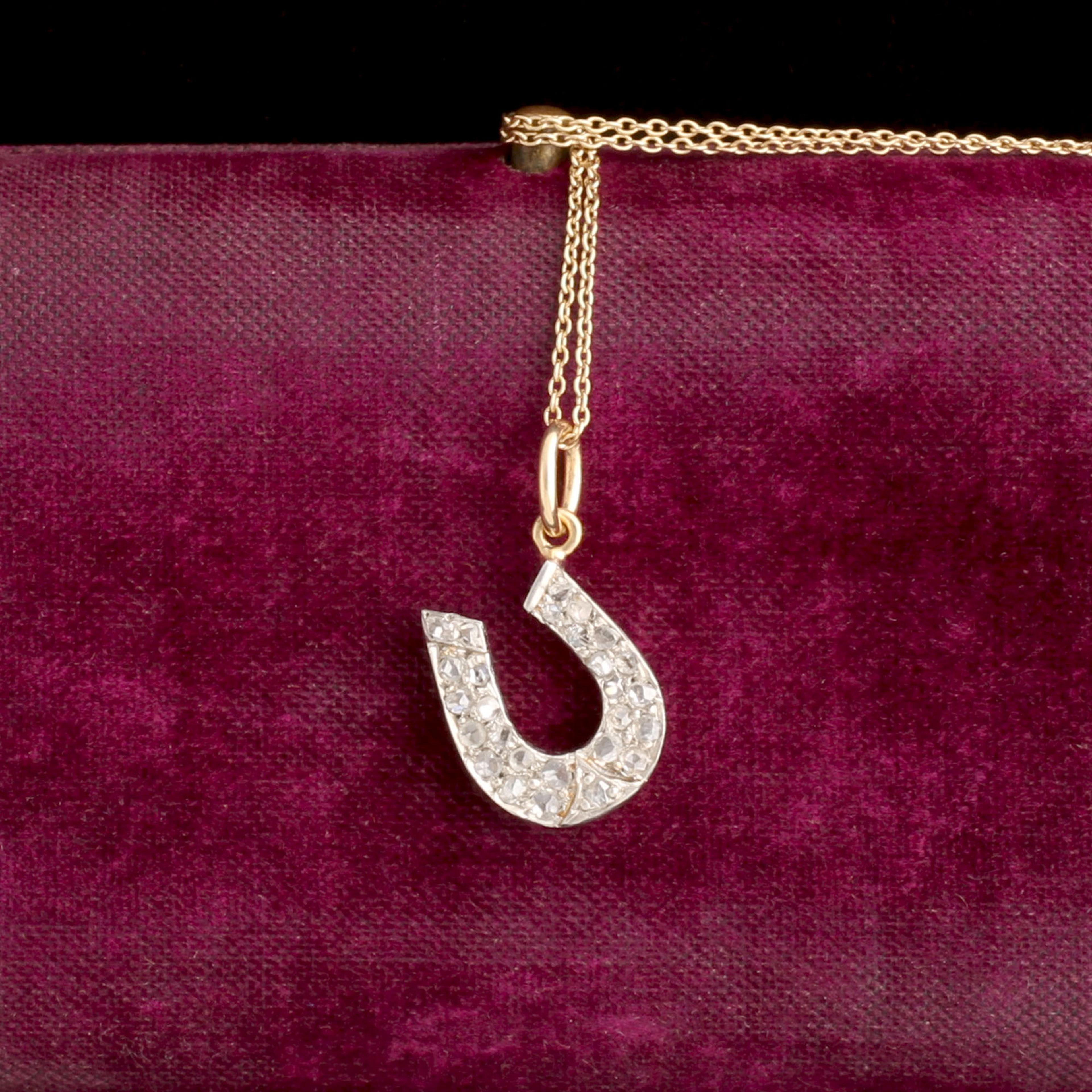 Edwardian Gold & Platinum Diamond Horseshoe Necklace