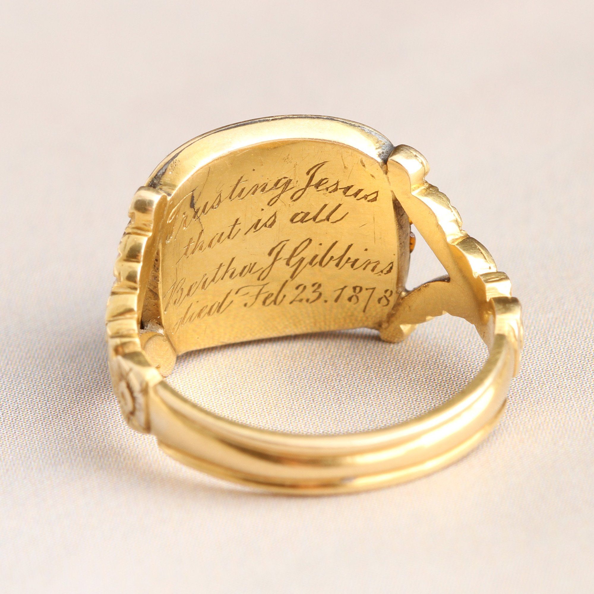 Victorian "Trusting Jesus That is All" Mourning Ring