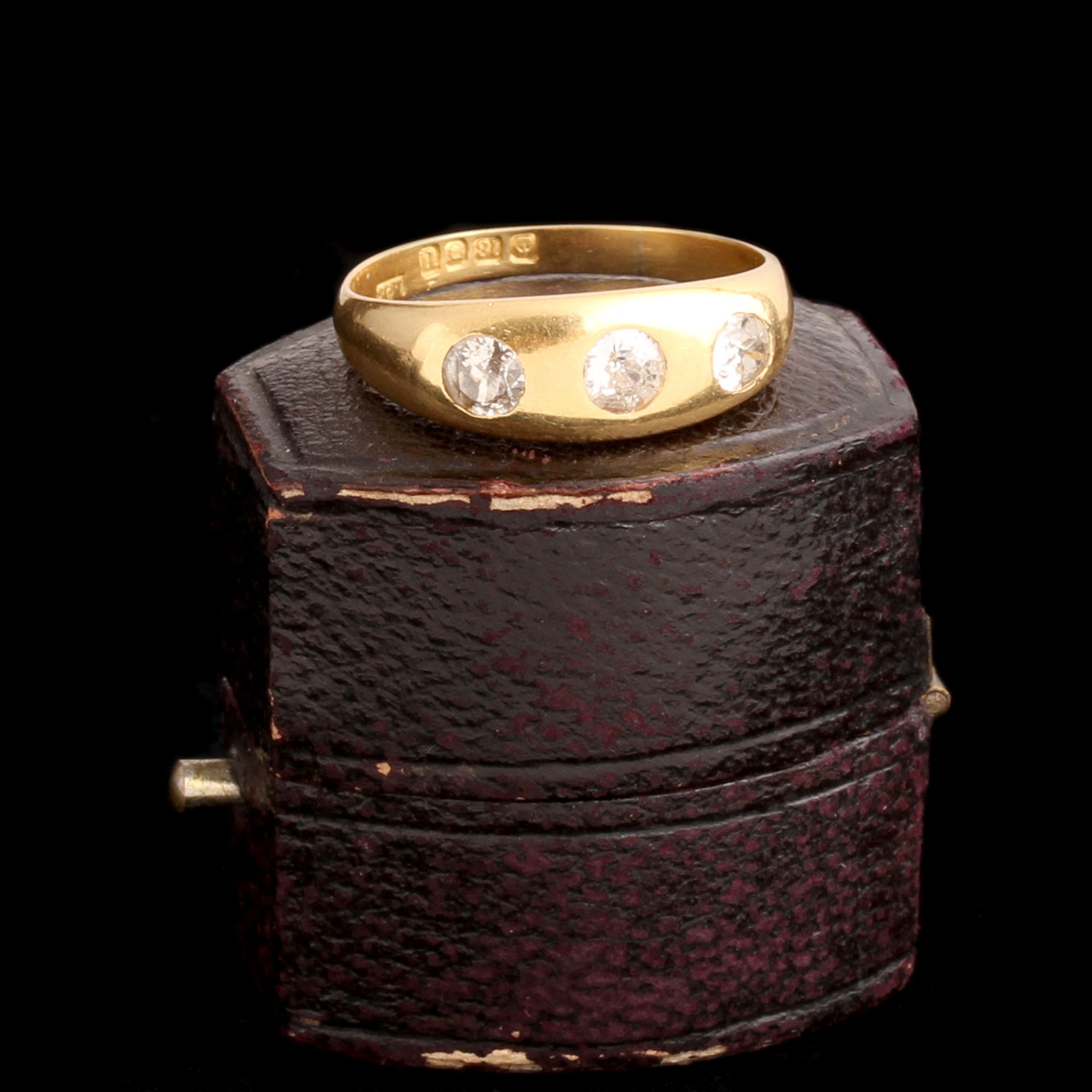 Edwardian Burnished Diamond Three Stone Ring