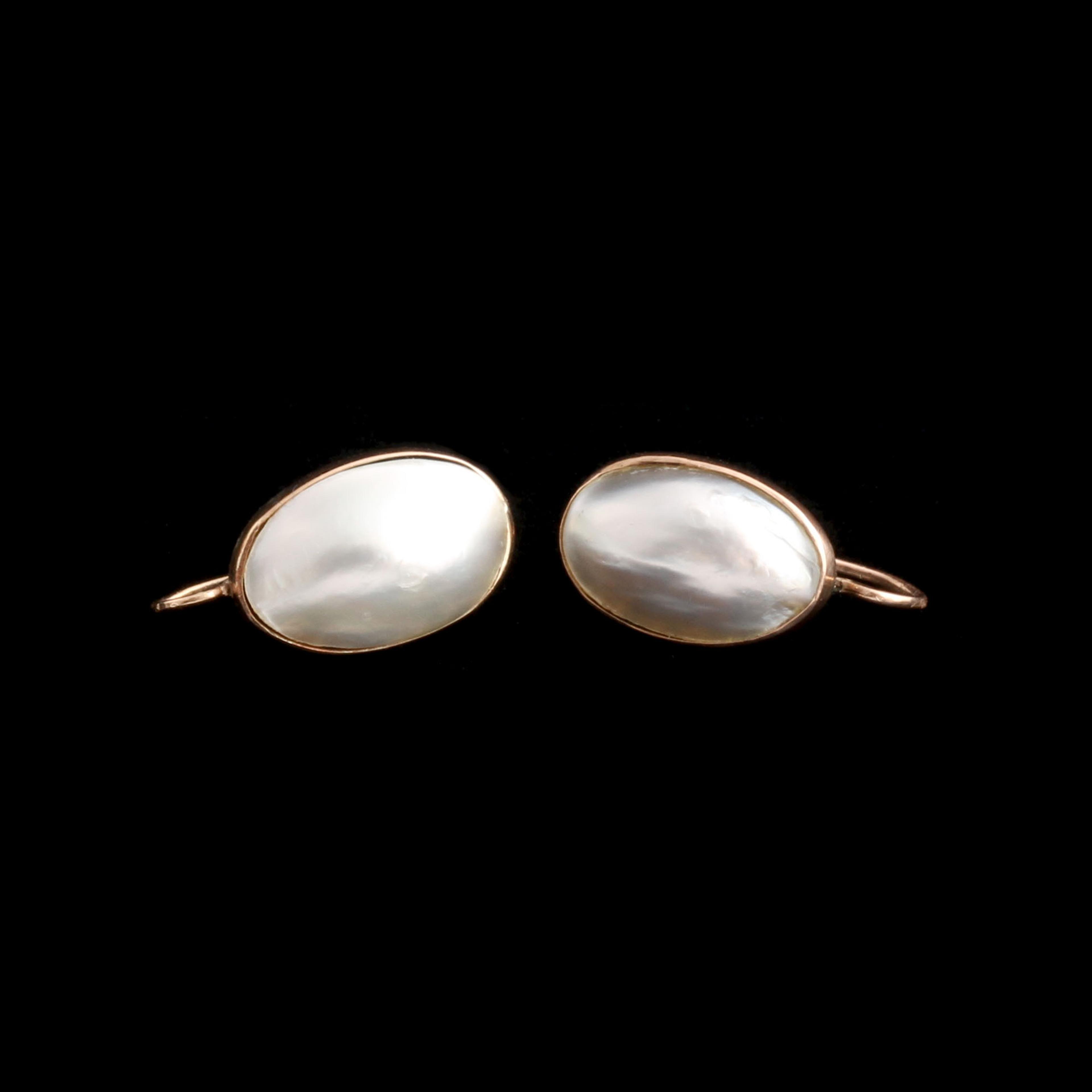 Edwardian Blister Pearl Earrings