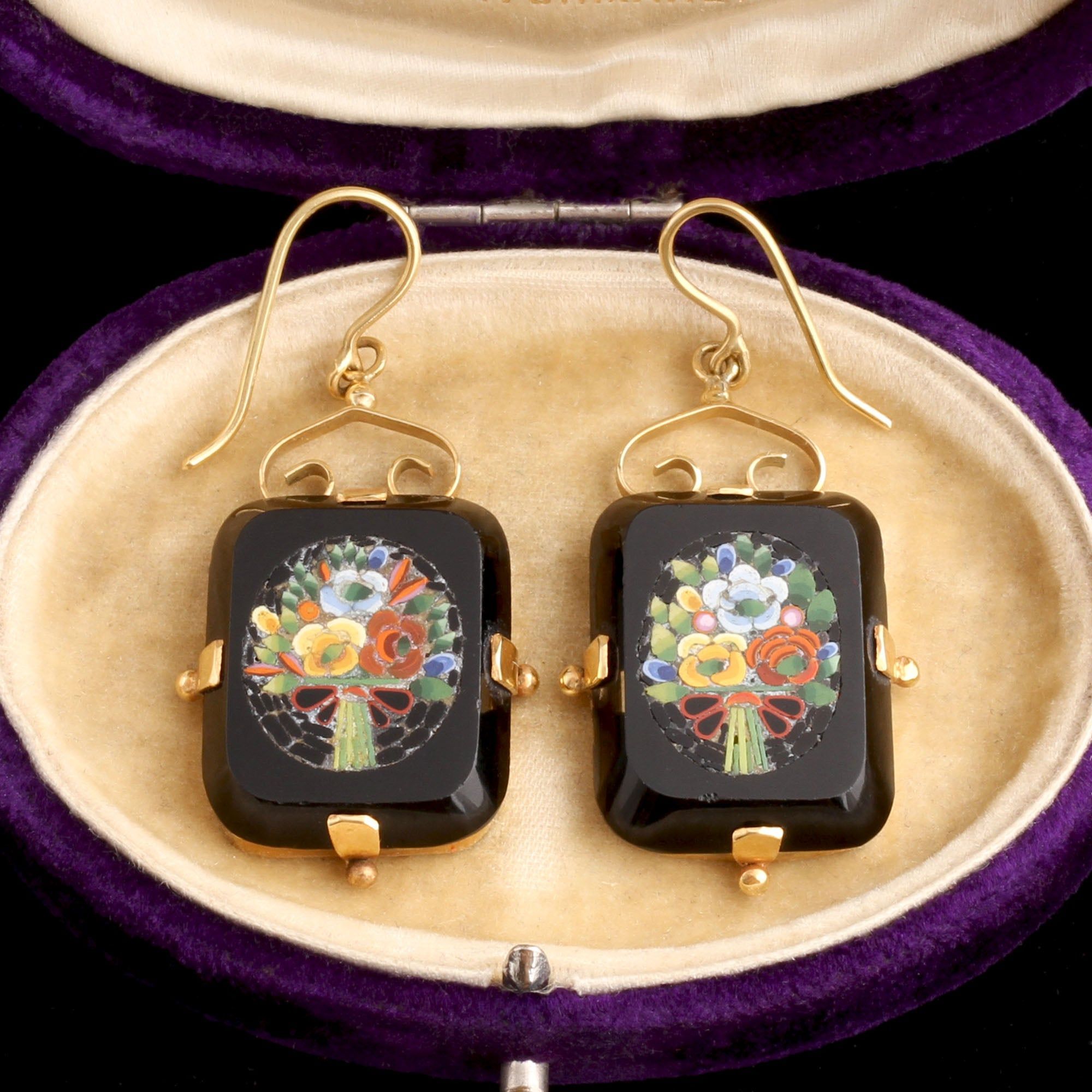 Victorian Micromosaic Bouquet Earrings