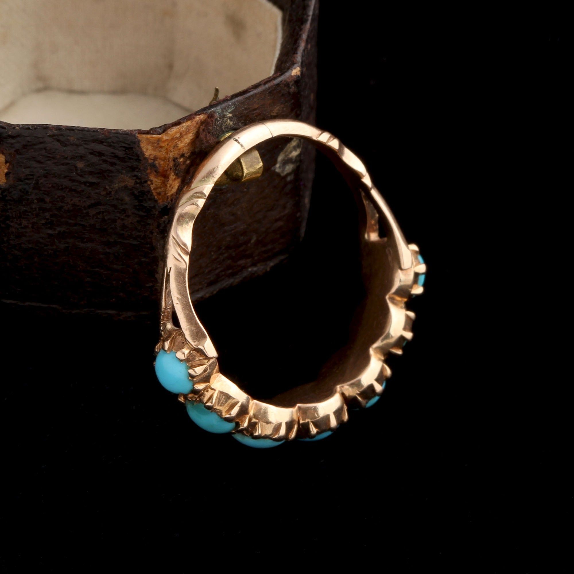 Georgian Turquoise Half Hoop Ring