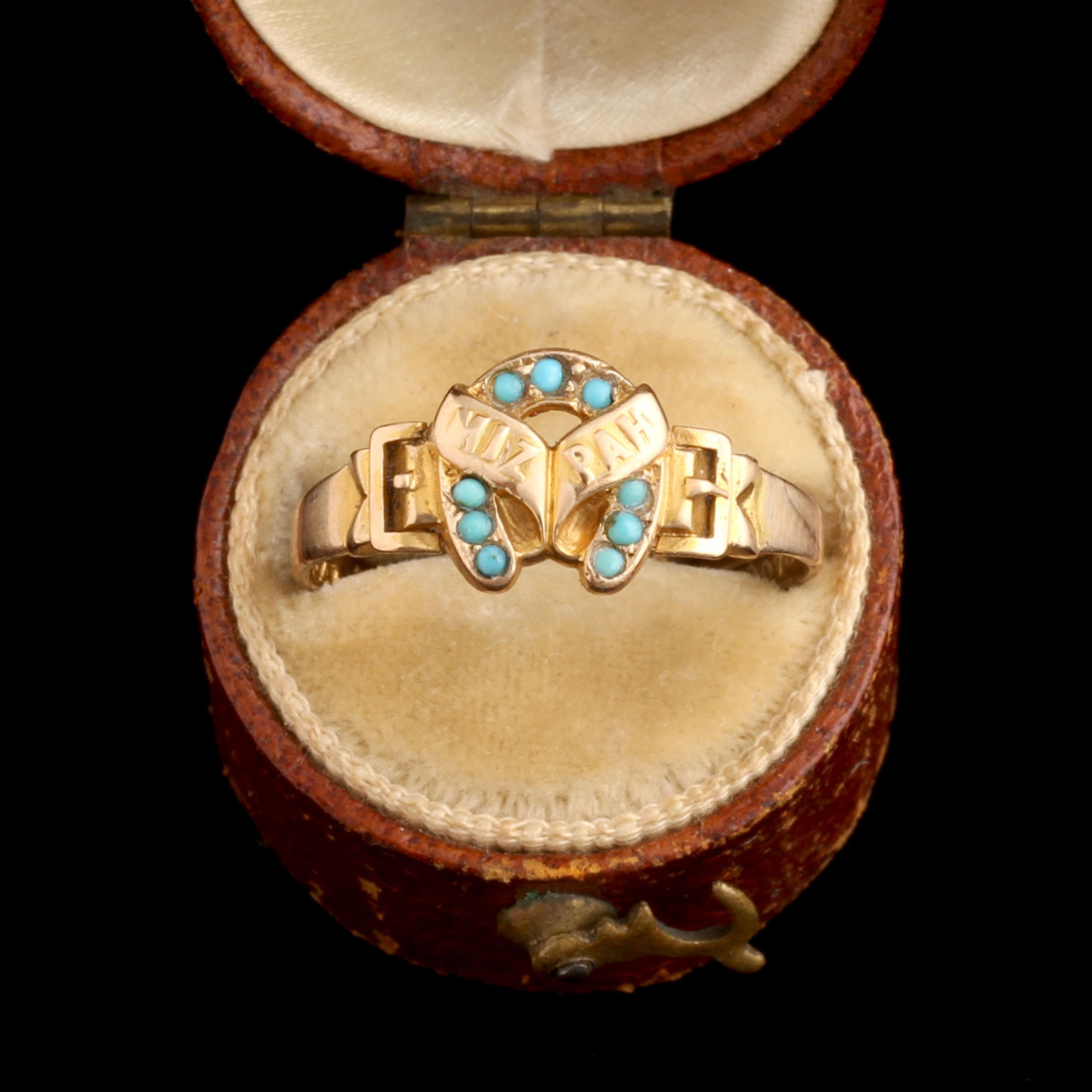 Late Victorian Turquoise Horseshoe Mizpah Ring