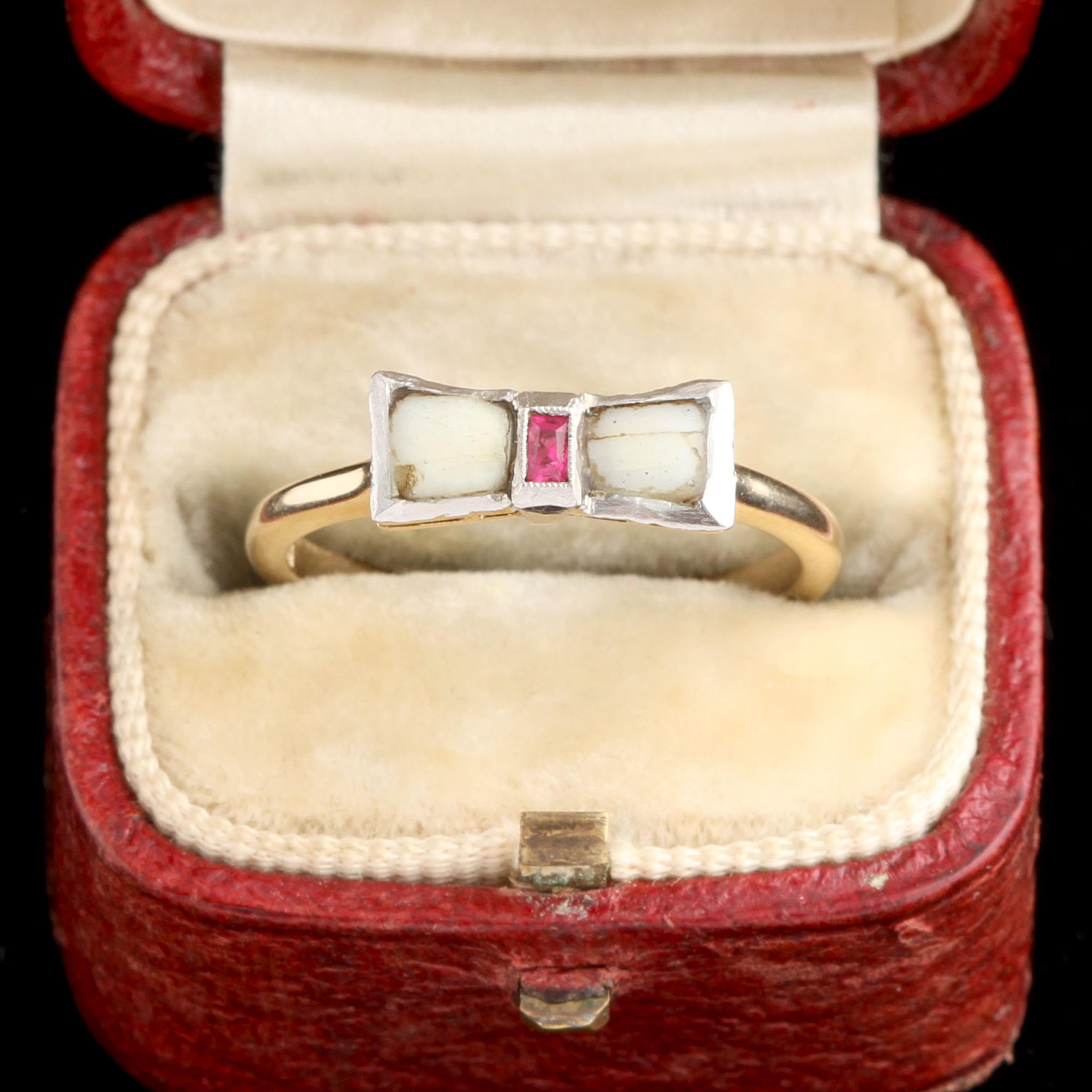 Victorian Milk Teeth & Ruby Bow Ring