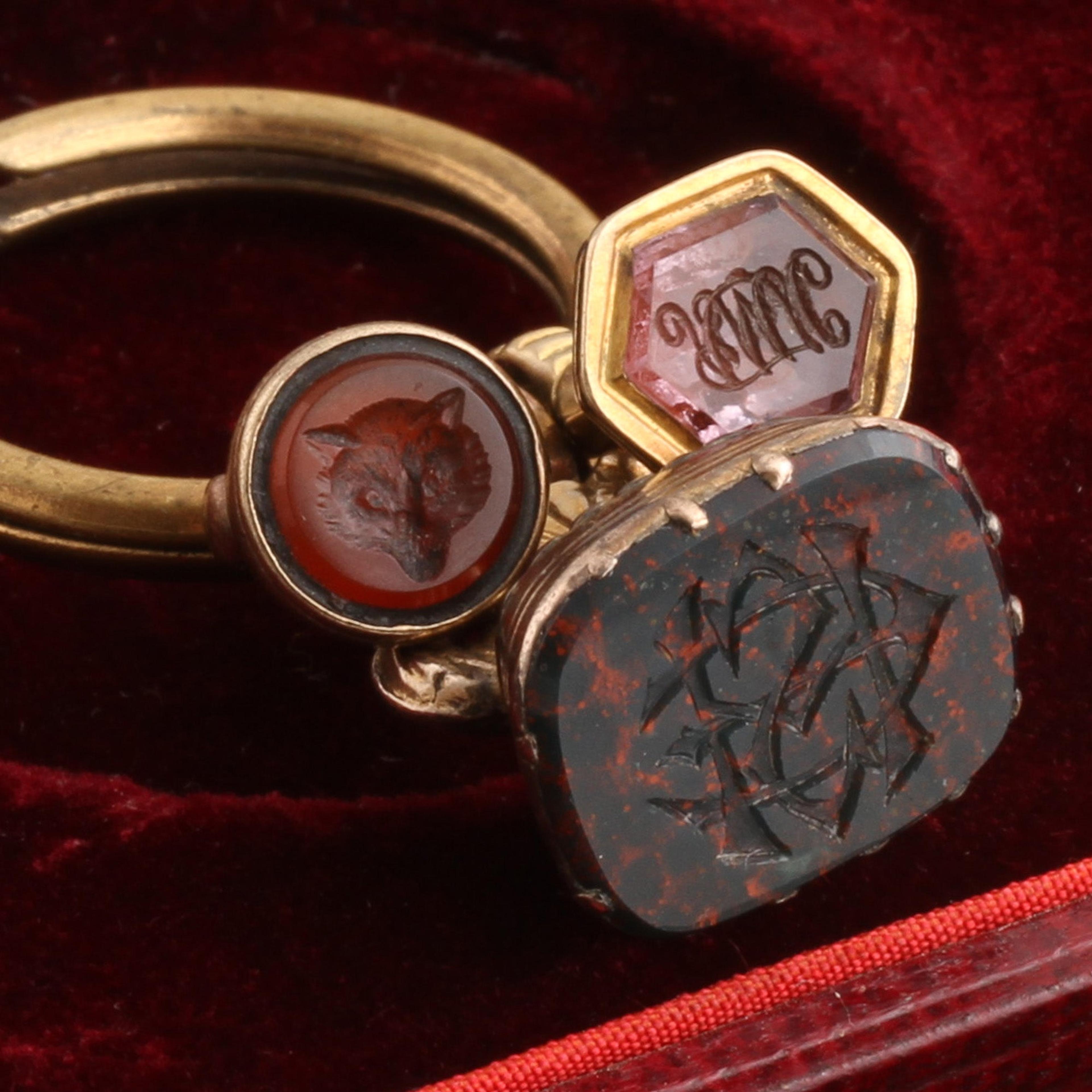 Georgian Split Ring with Wax Seal Fobs