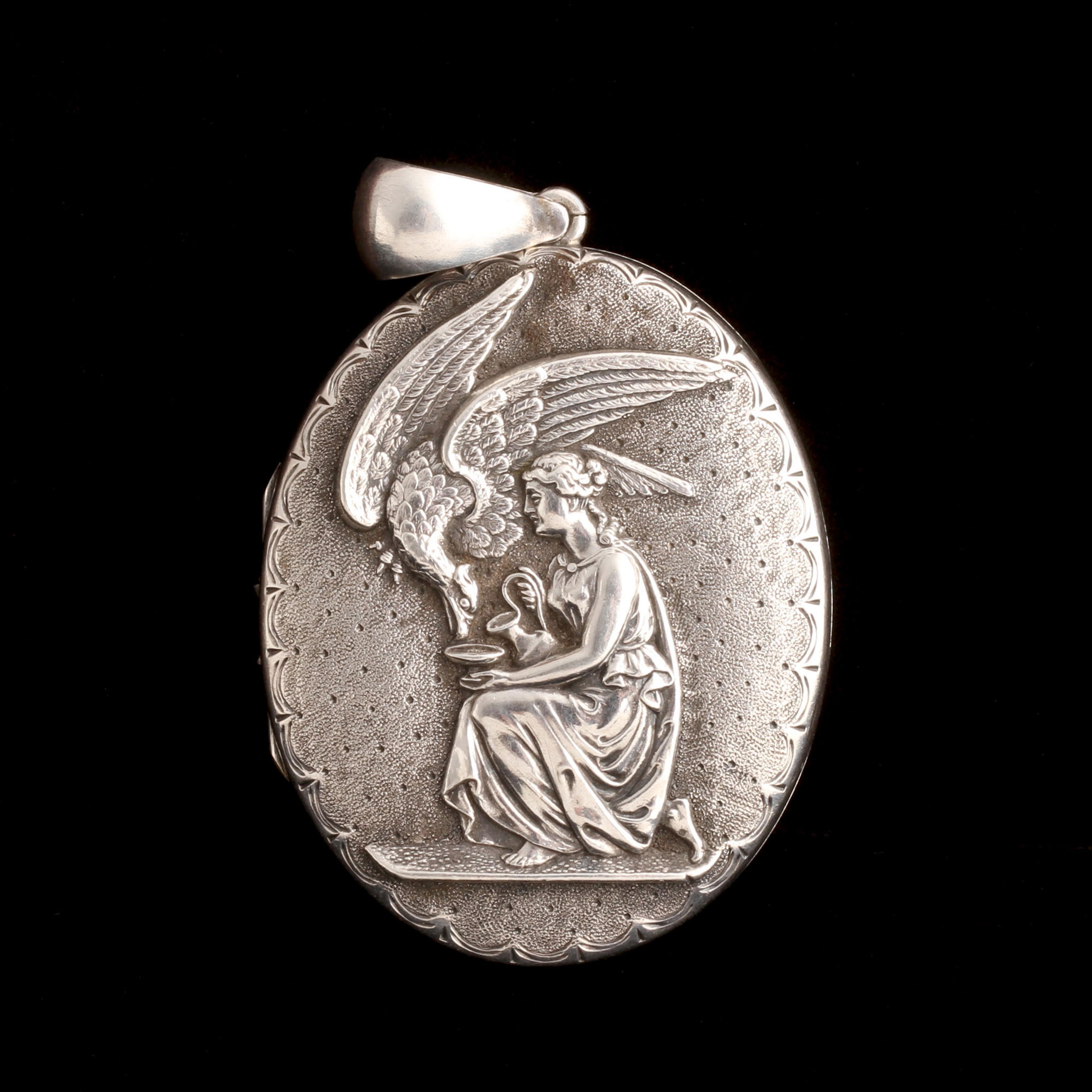 Victorian Zeus Taking Libations Silver Locket