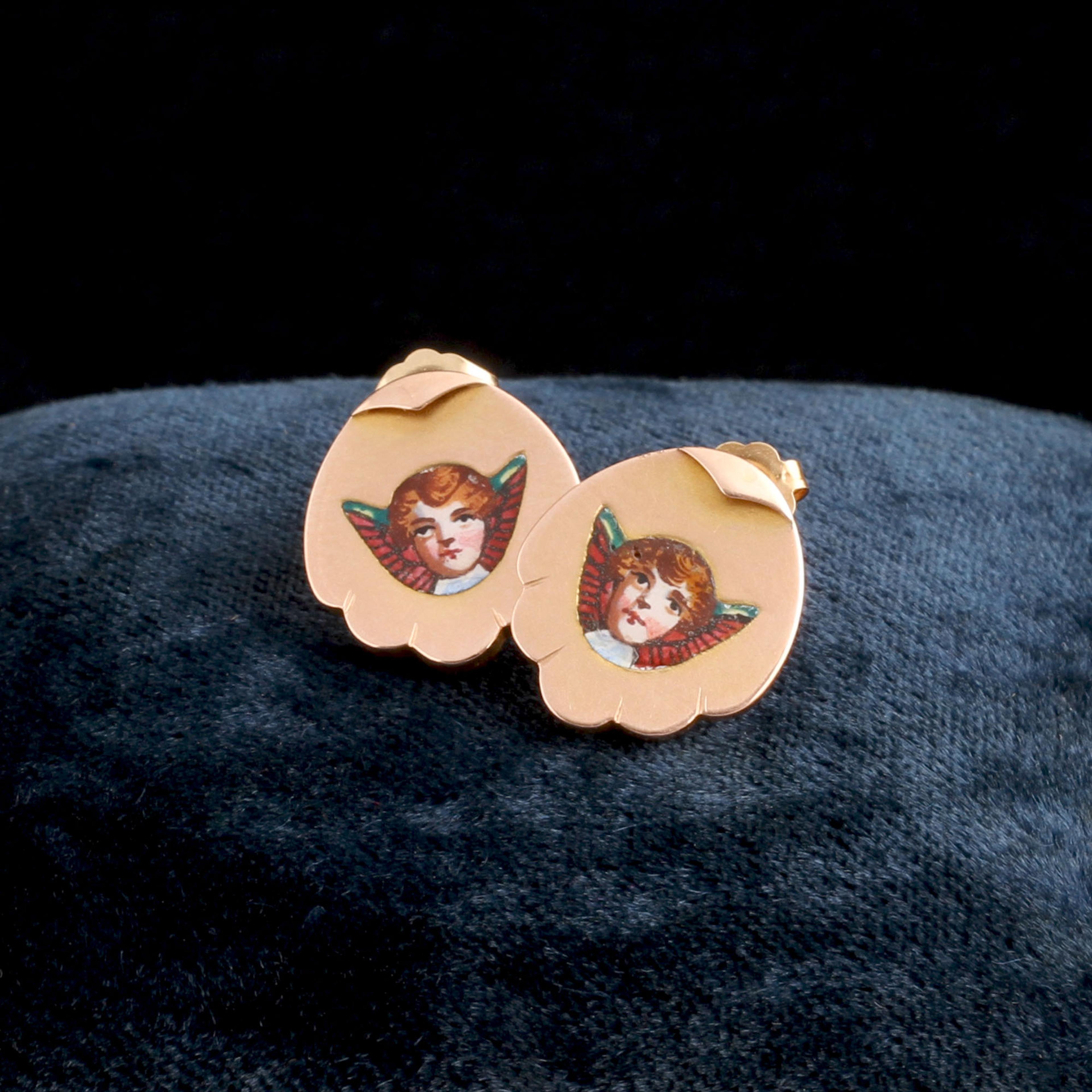 Edwardian Cherub Shell Studs