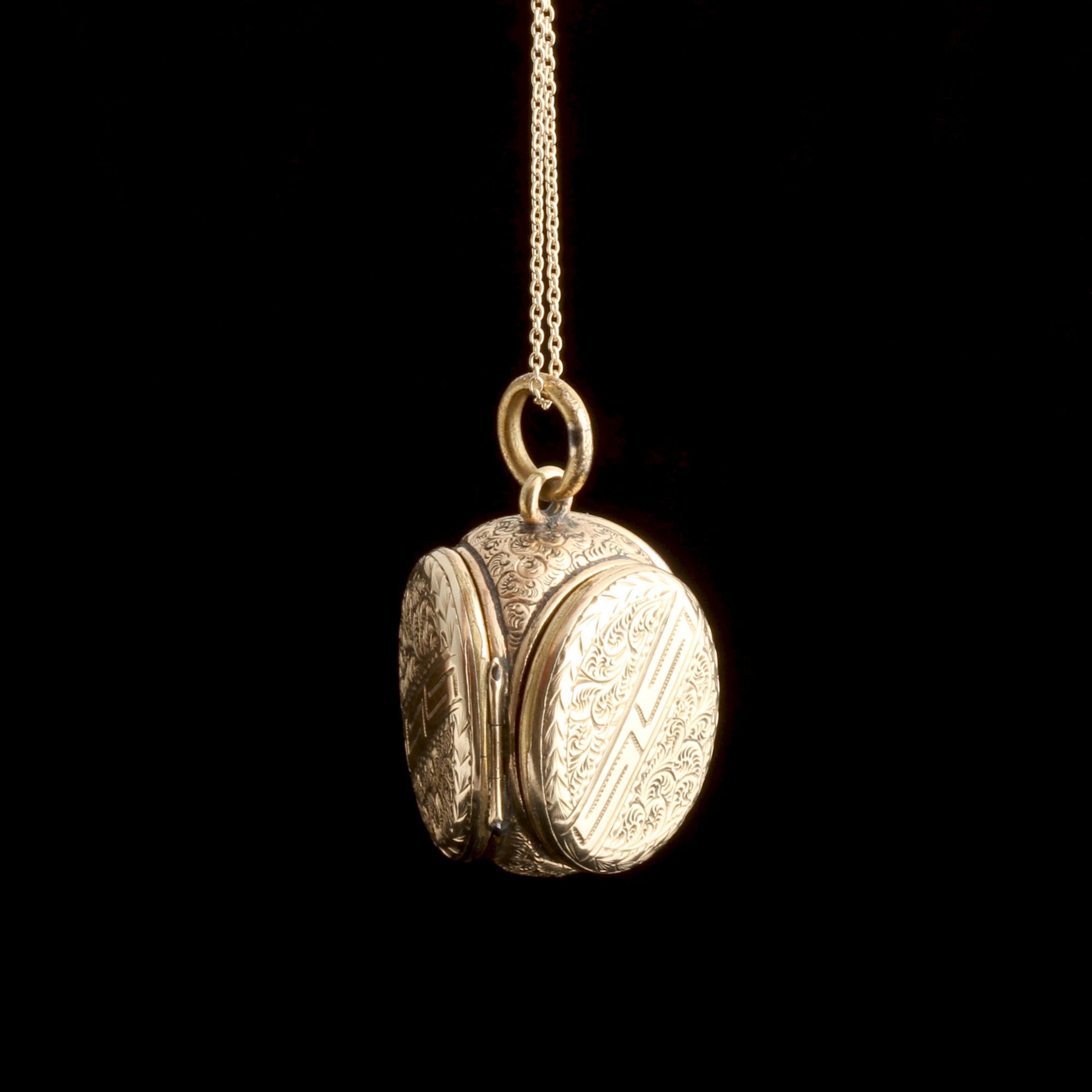 Victorian Greek Key Motif Triple Compartment Locket