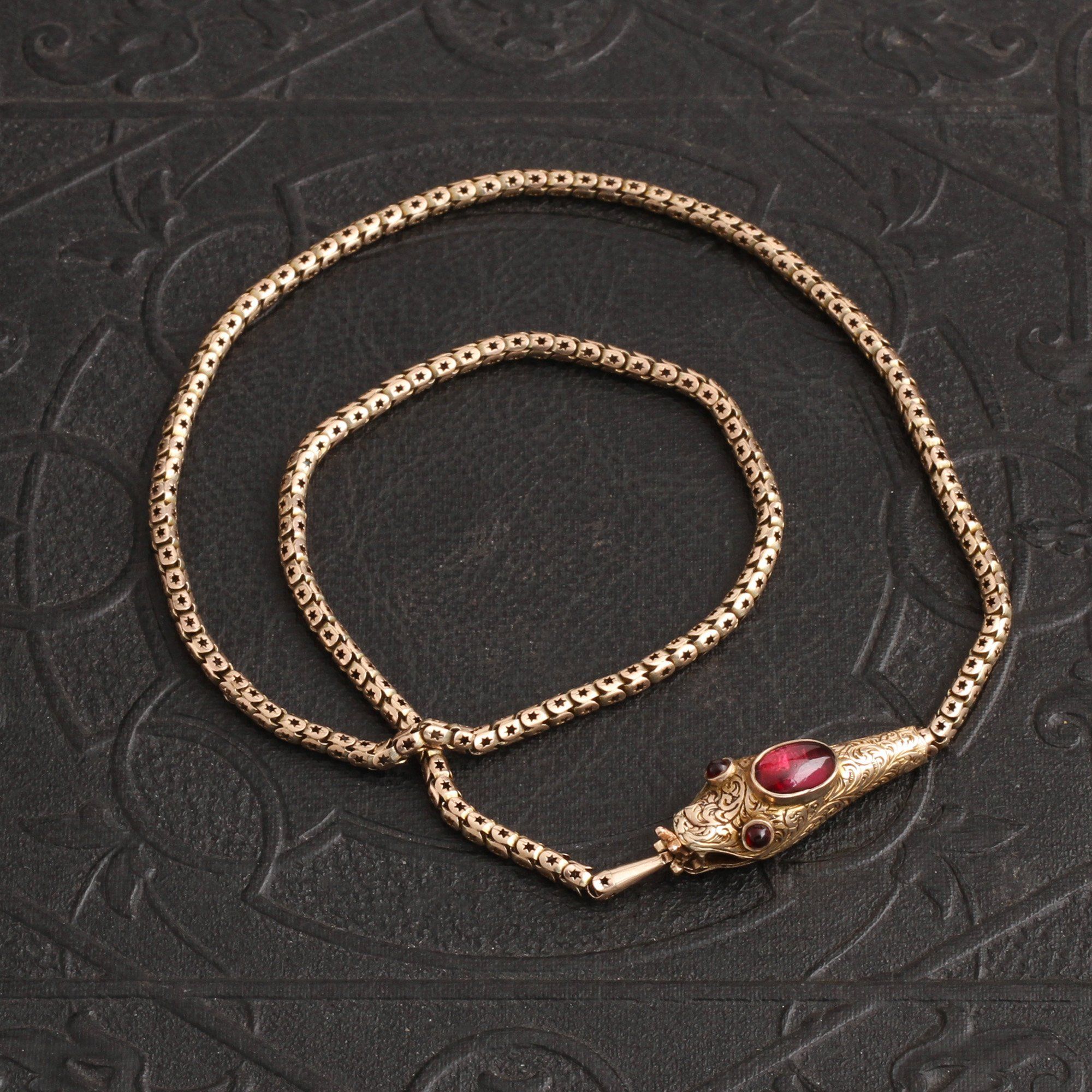 Victorian Garnet Cabochon Serpent Collar