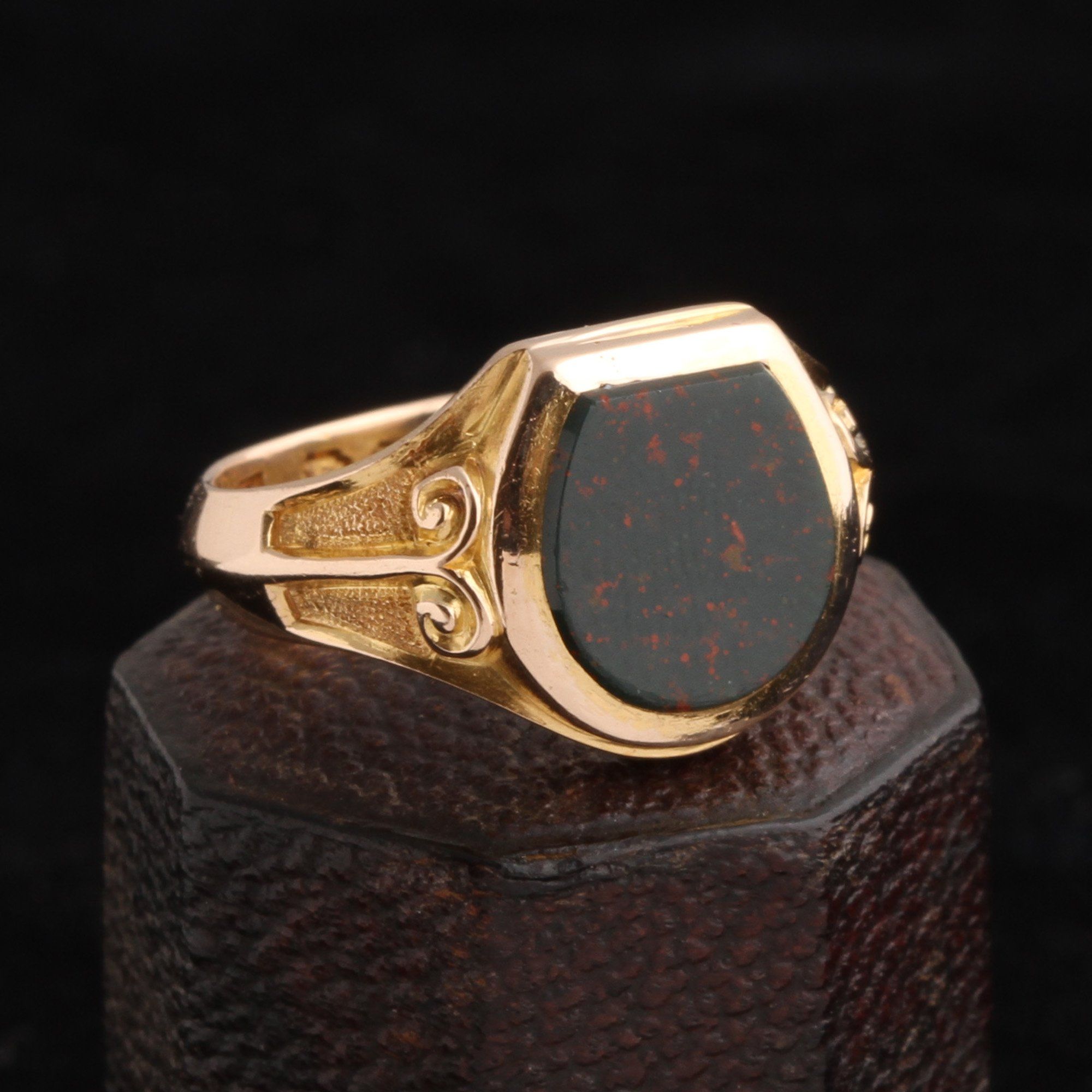 Victorian Bloodstone Horseshoe Signet Ring