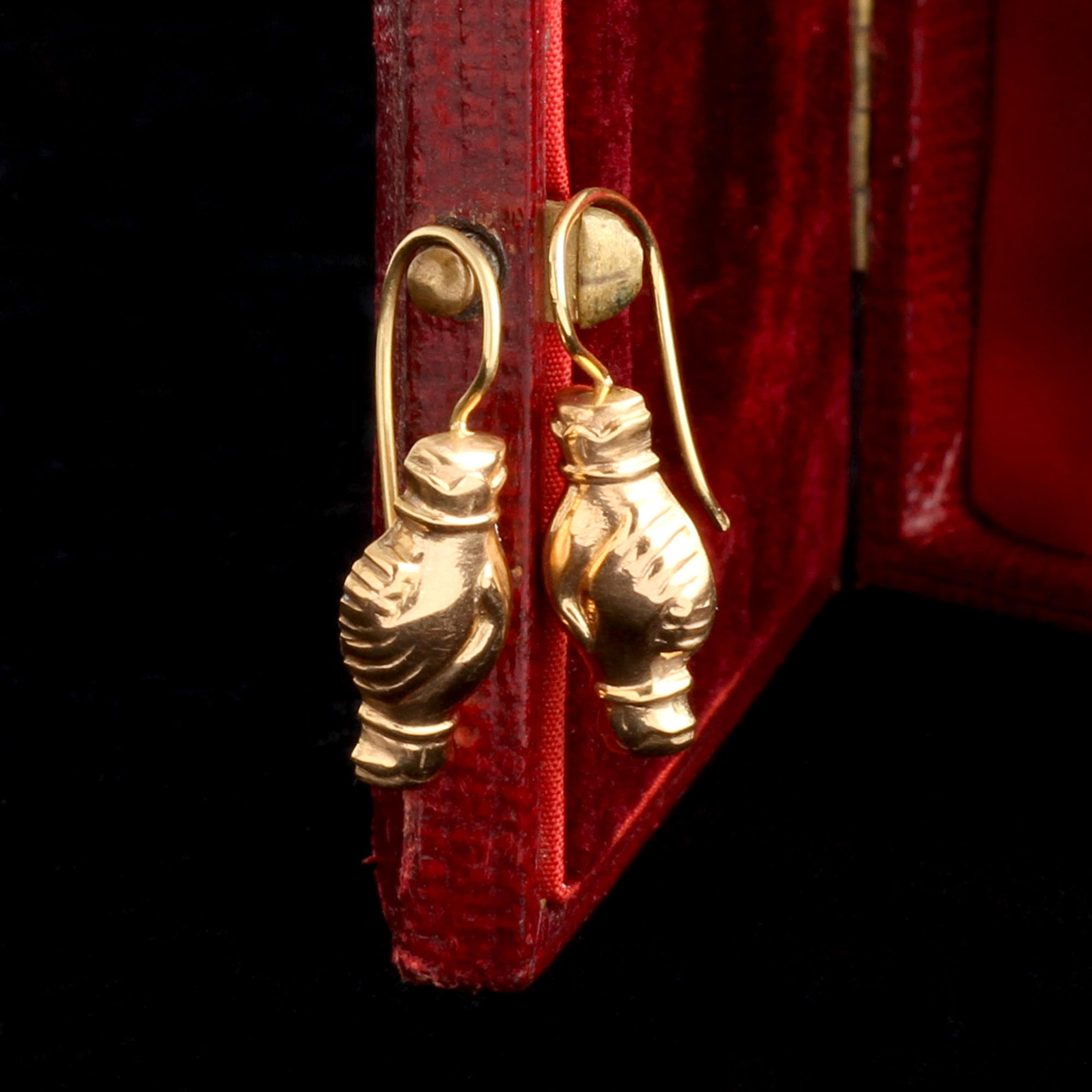 Detail of Victorian Gold Fede Earrings