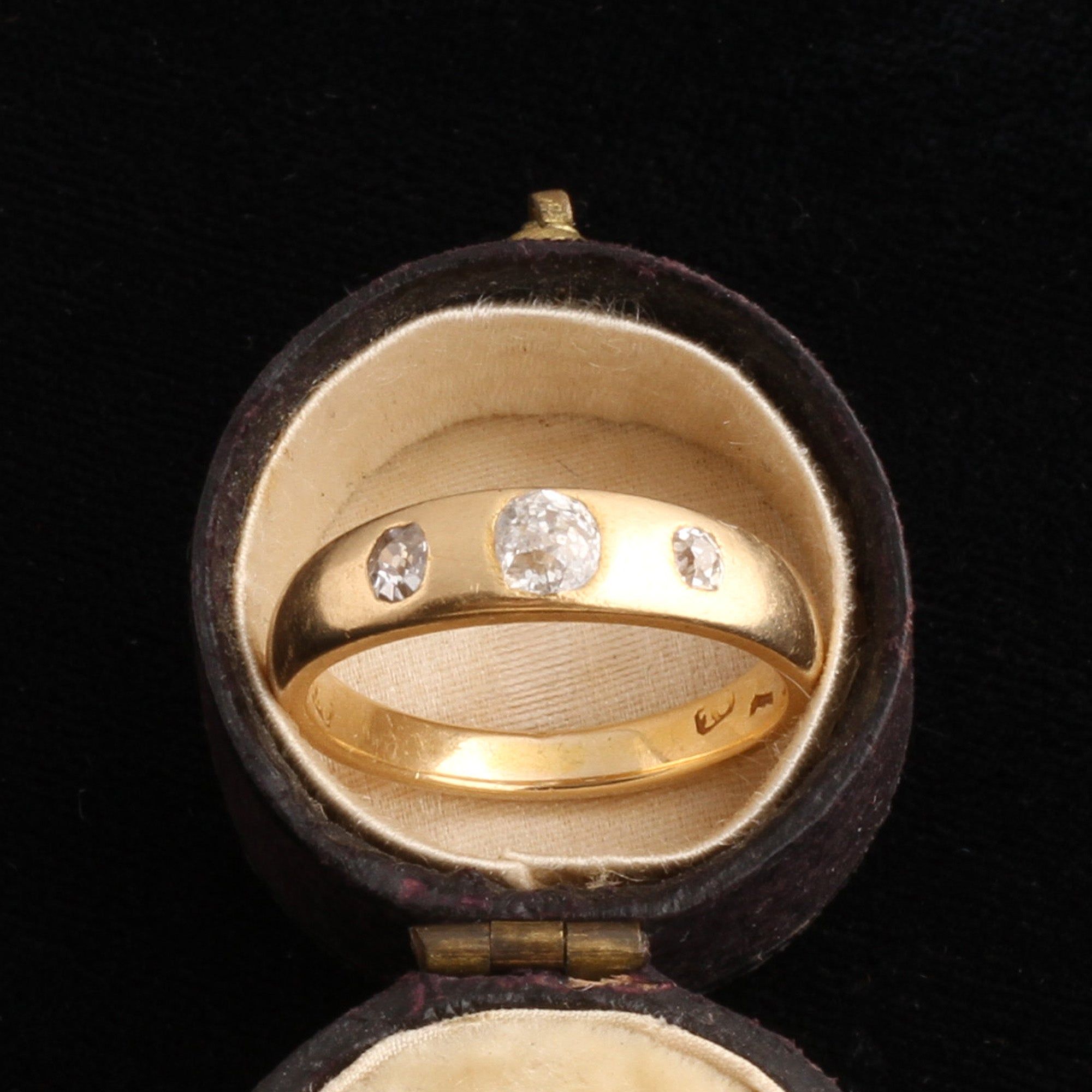 Victorian Old Mine Cut Diamond Three Stone Ring
