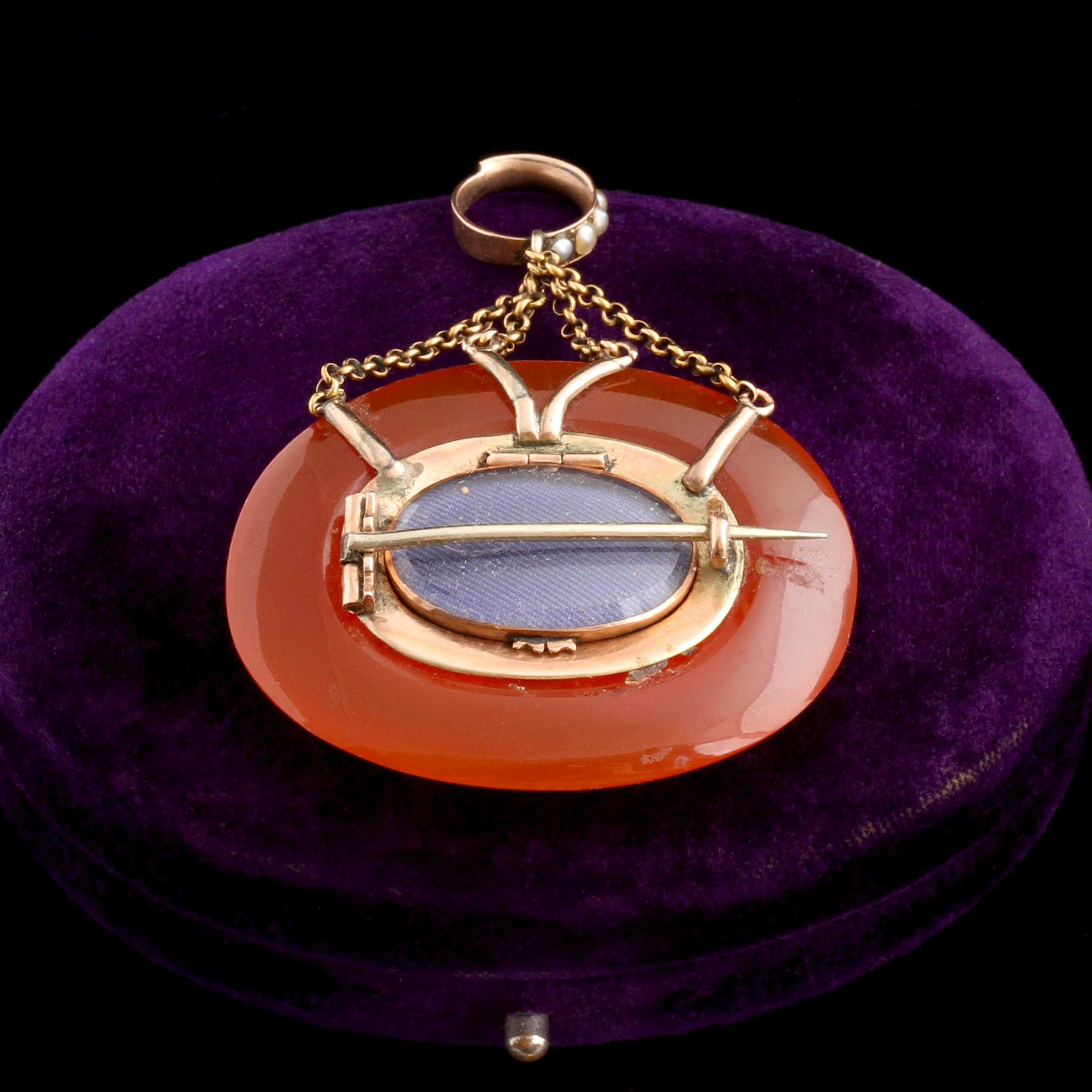 Georgian Carnelian & Pearl Large Scale Locket