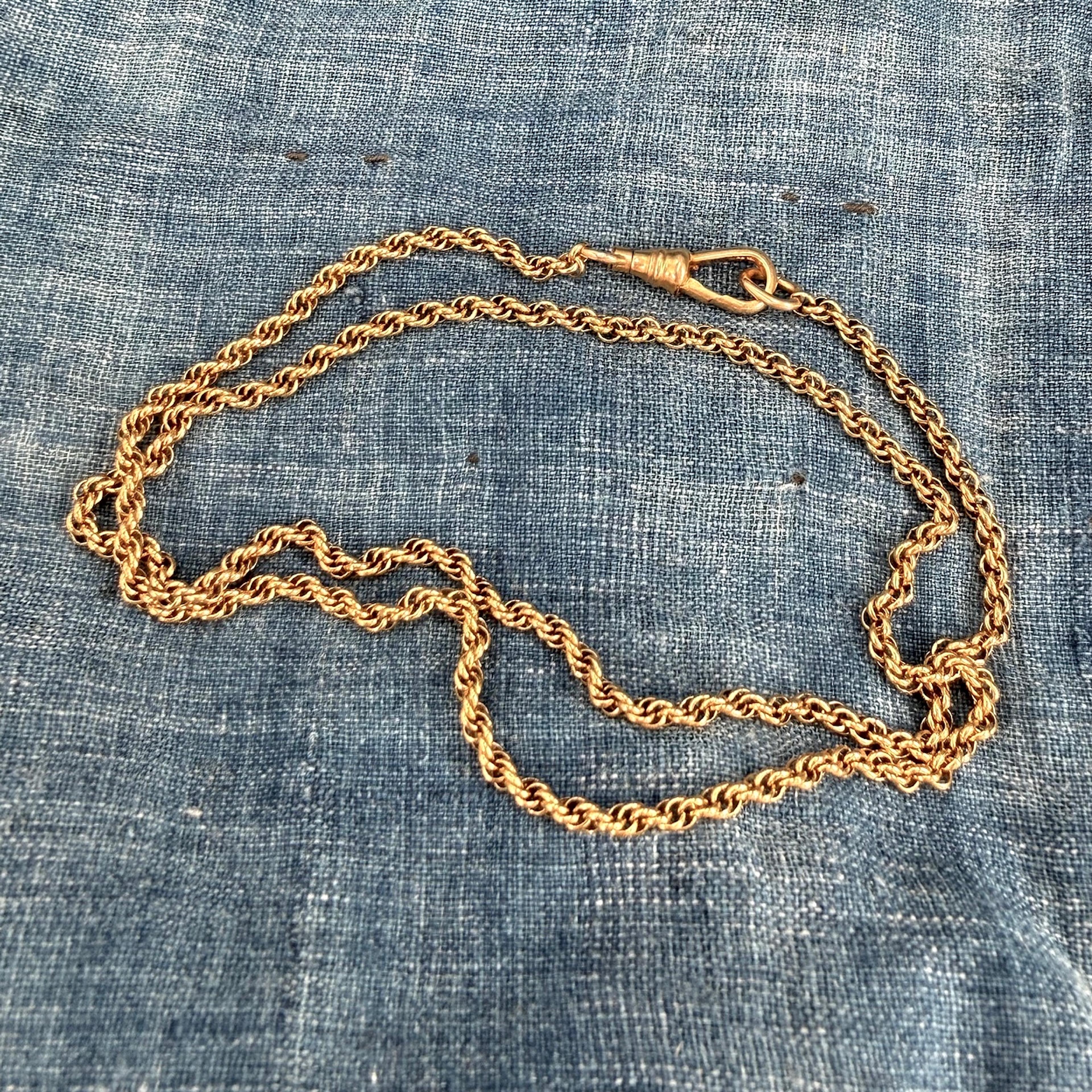 Gold Filled 20.5" Antique Rope Chain w/ Dog Clip