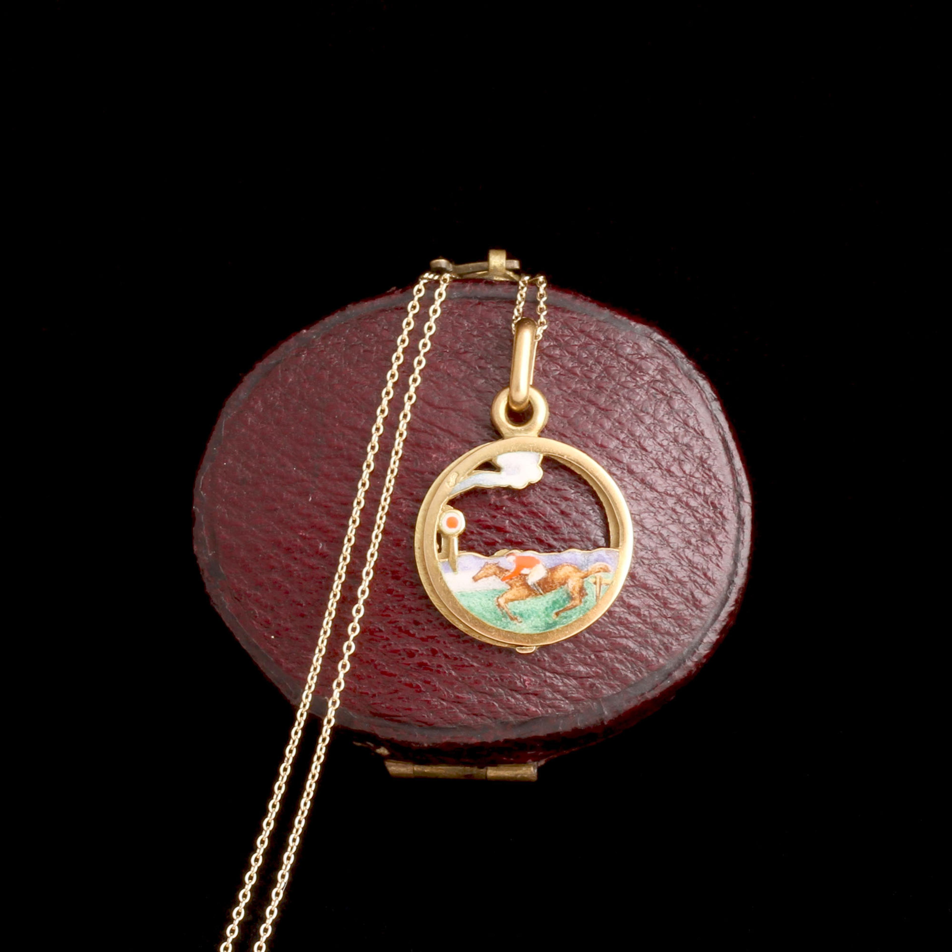 Early 20th Century French Horse & Rider Sliding Locket