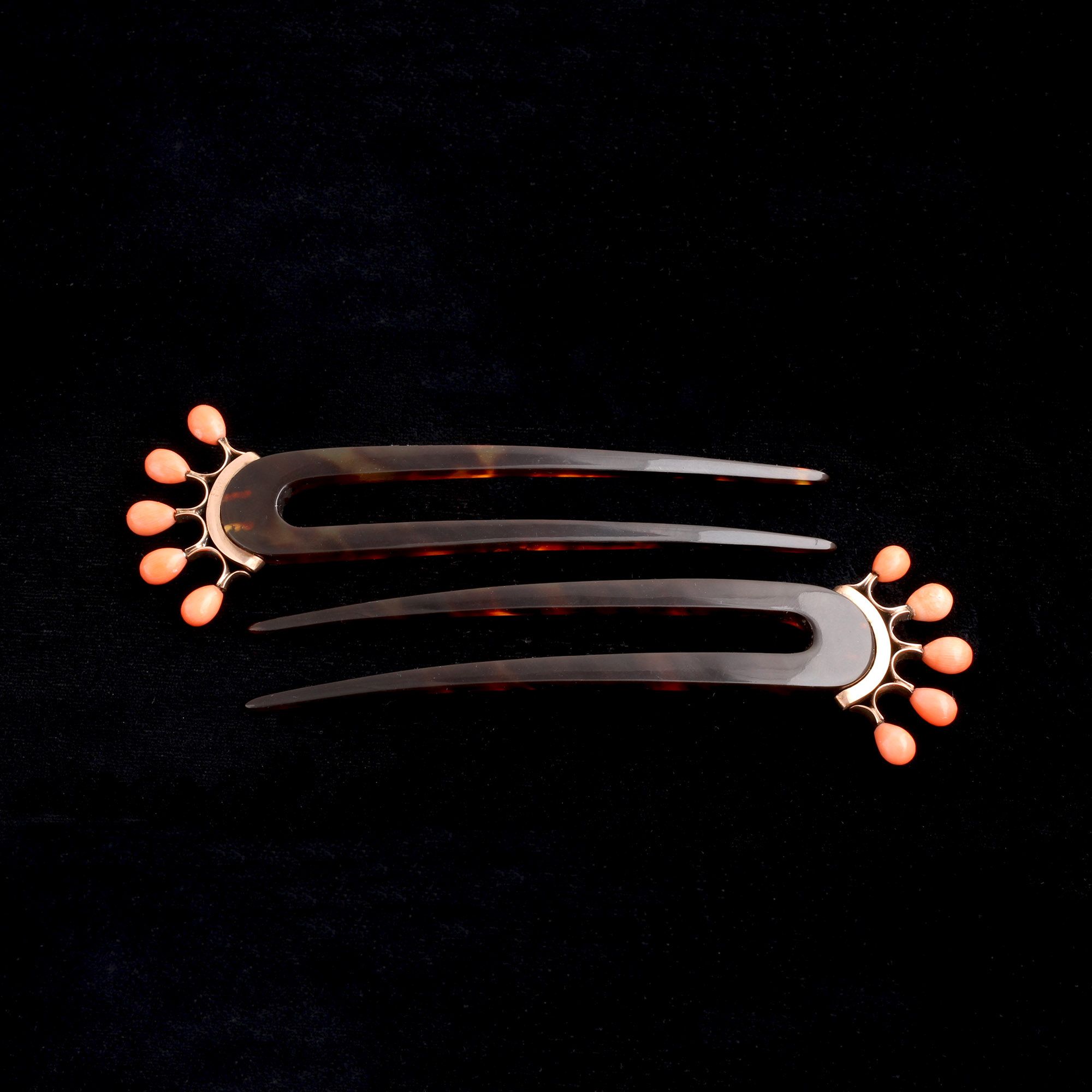 Victorian Coral Crown Hair Combs