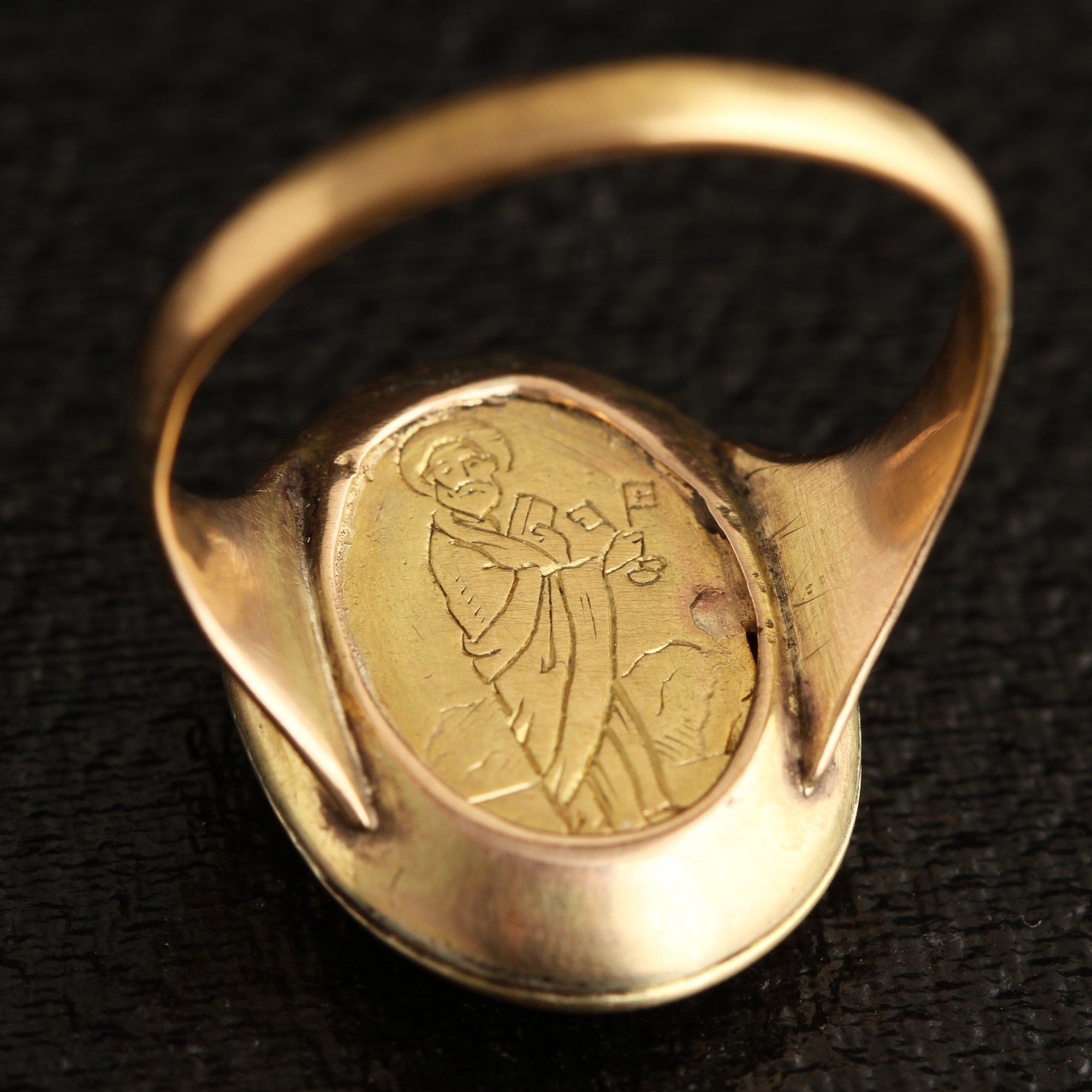 St Peter at the Gate Hair Locket Mourning Ring