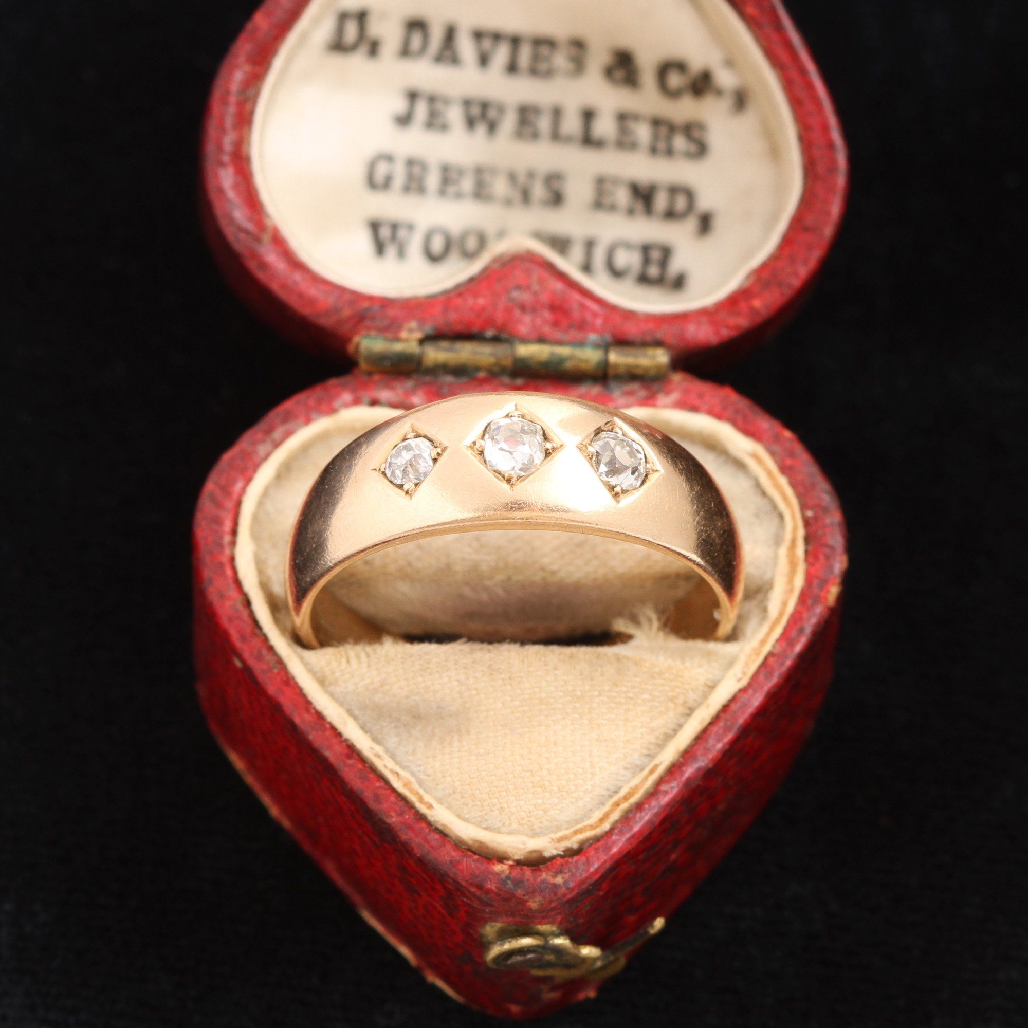 Late Victorian Three Stone Diamond on Diamond Ring