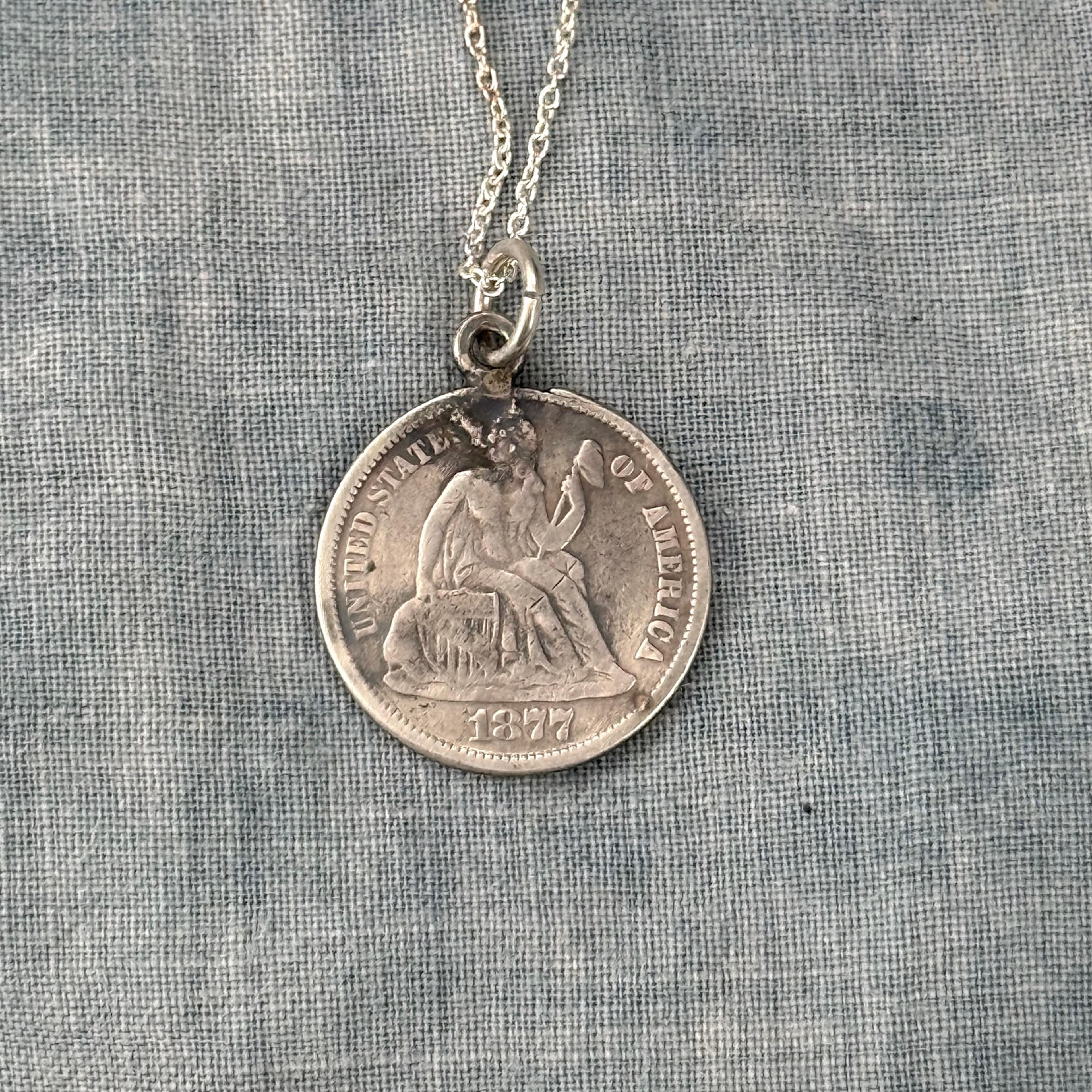 "Grandma" Love Token on Seated US Liberty Dime