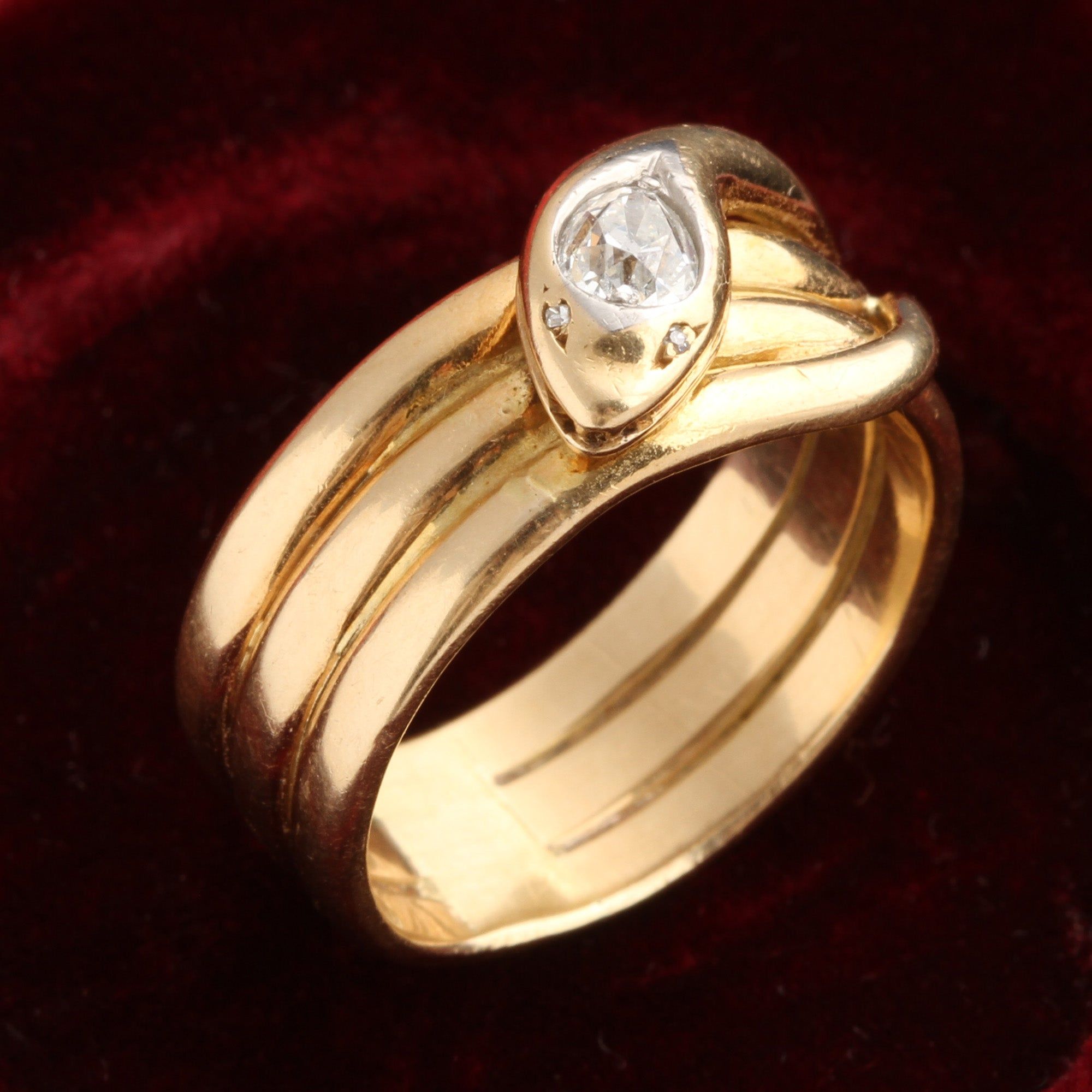 Victorian .44ct Pear Cut Diamond Snake Ring