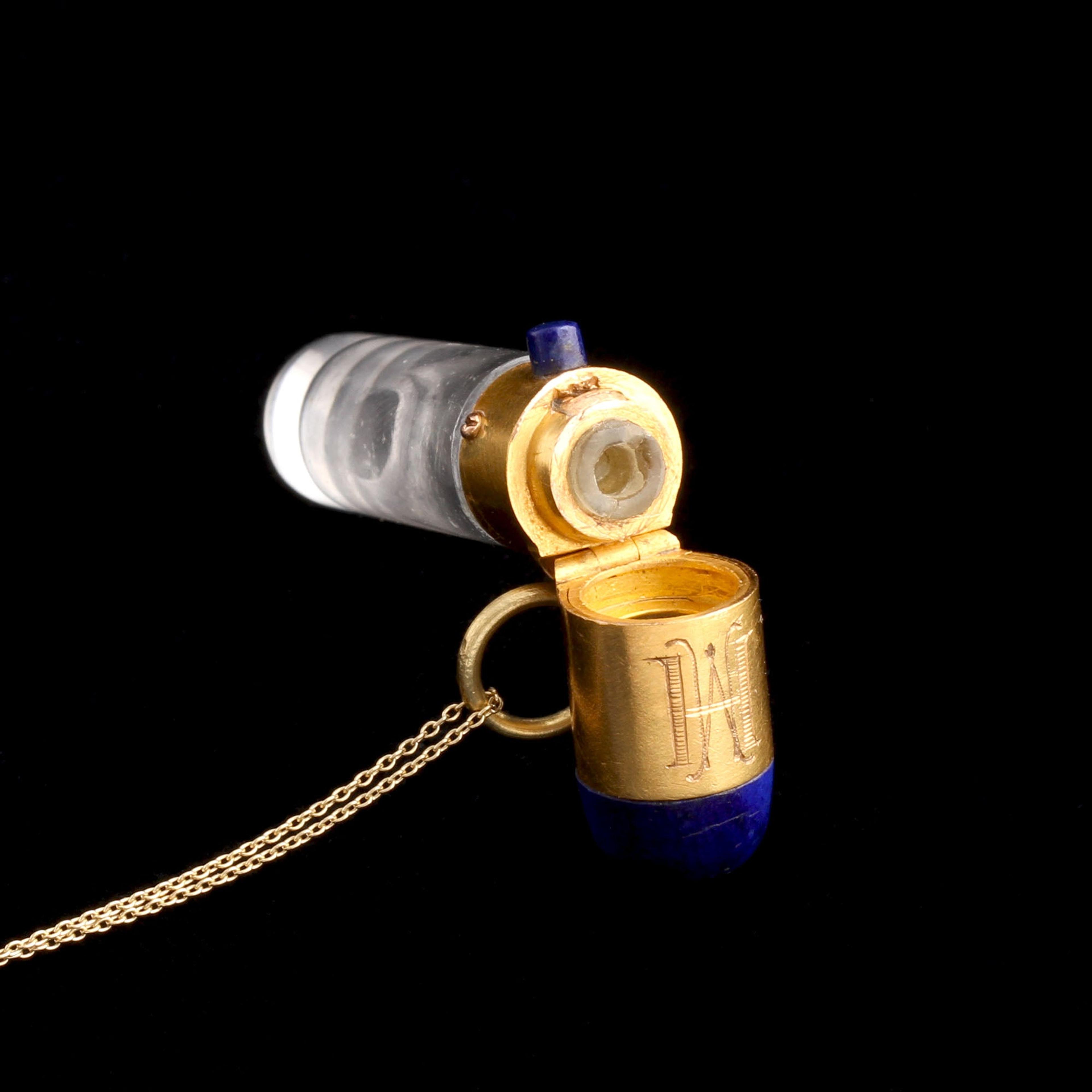 Late 19th Century Lapis & Gold Scent Bottle Necklace