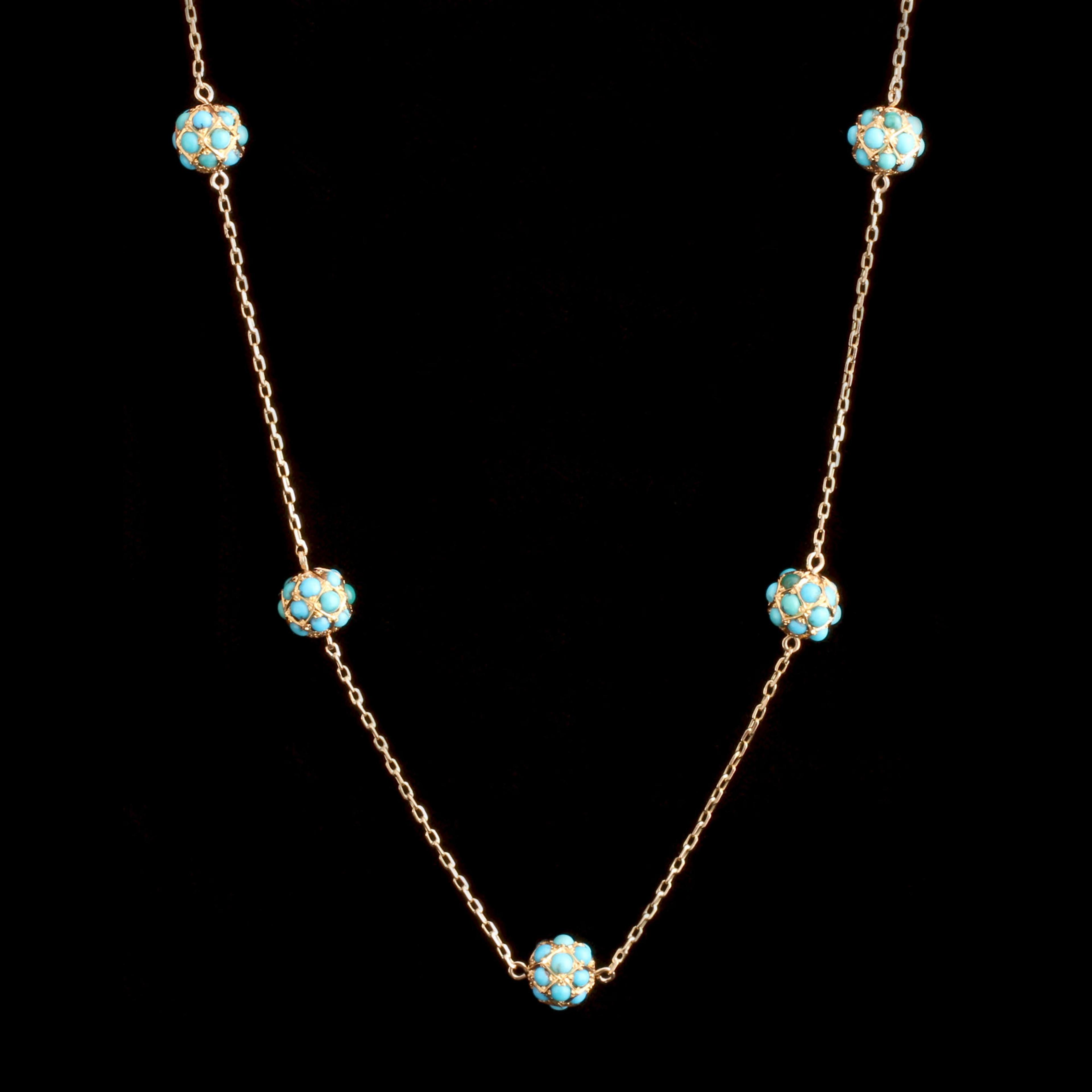 Victorian Turquoise Pavé Orbs Necklace