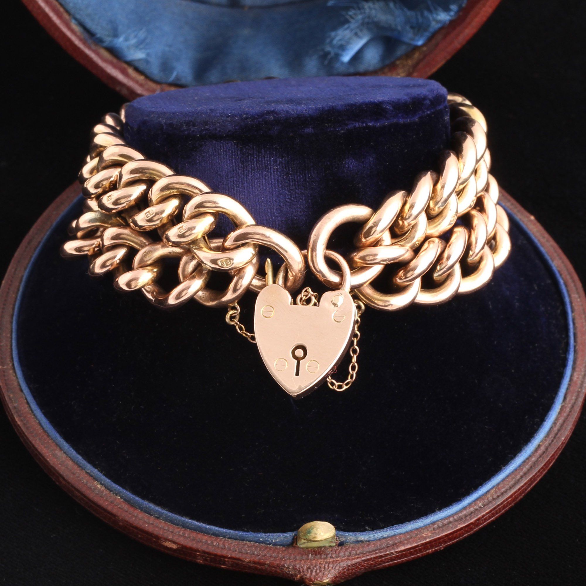 Edwardian Double Chain & Heart Padlock Bracelet