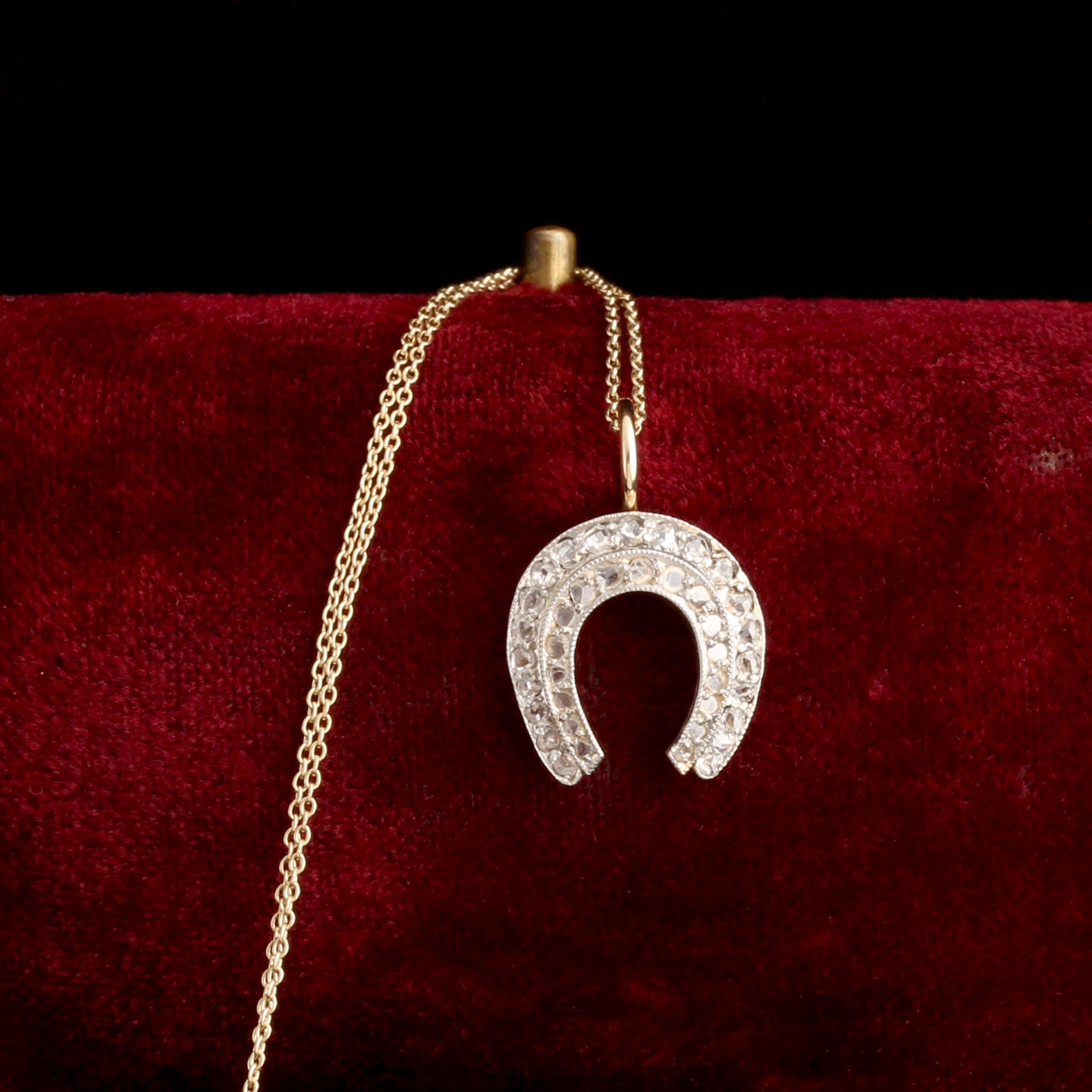 Late Victorian Rose Cut Diamond Double Horseshoe Necklace