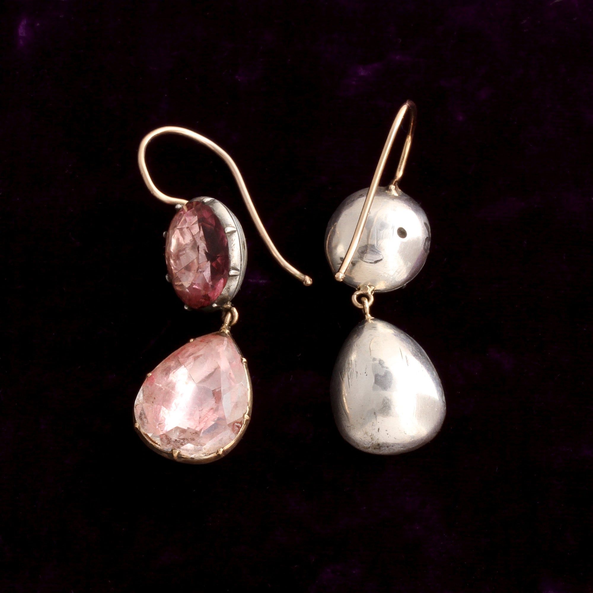 Detail of Georgian Pink Paste Drop Earrings