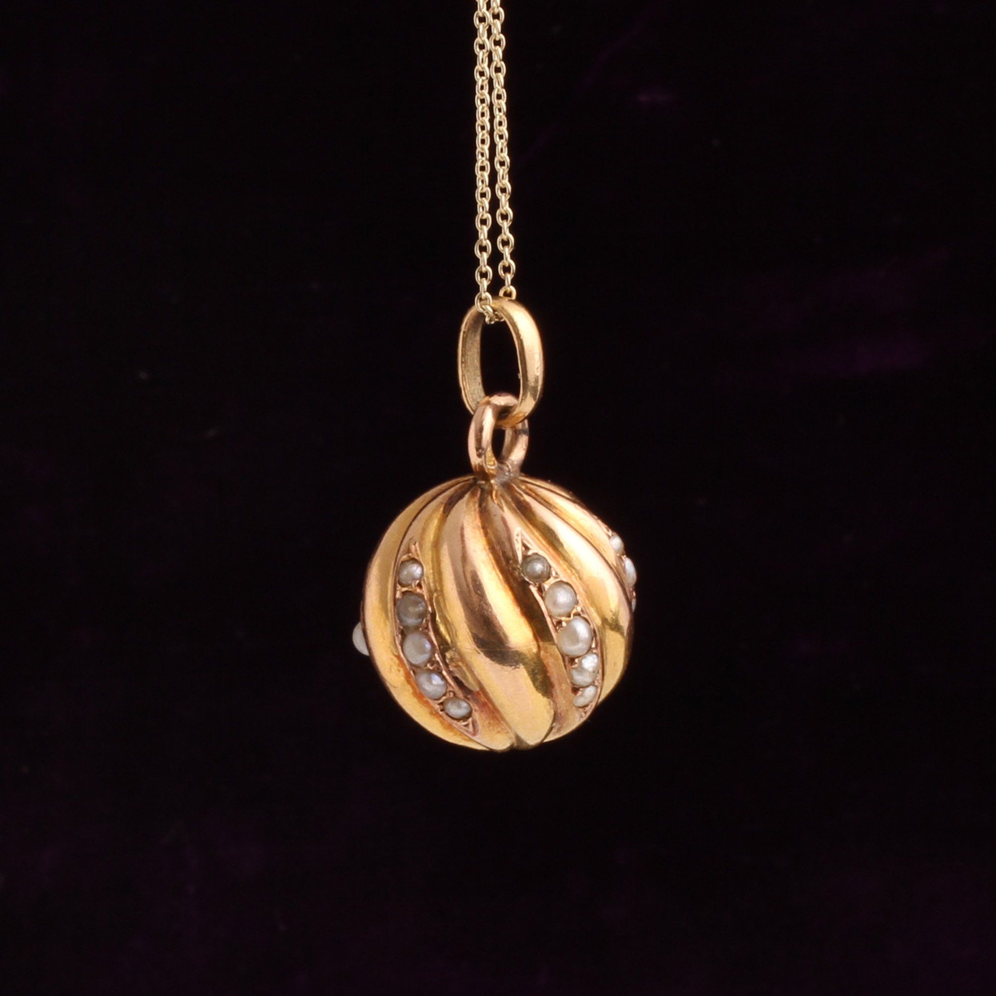19th Century French Seed Pearl Orb Pendant