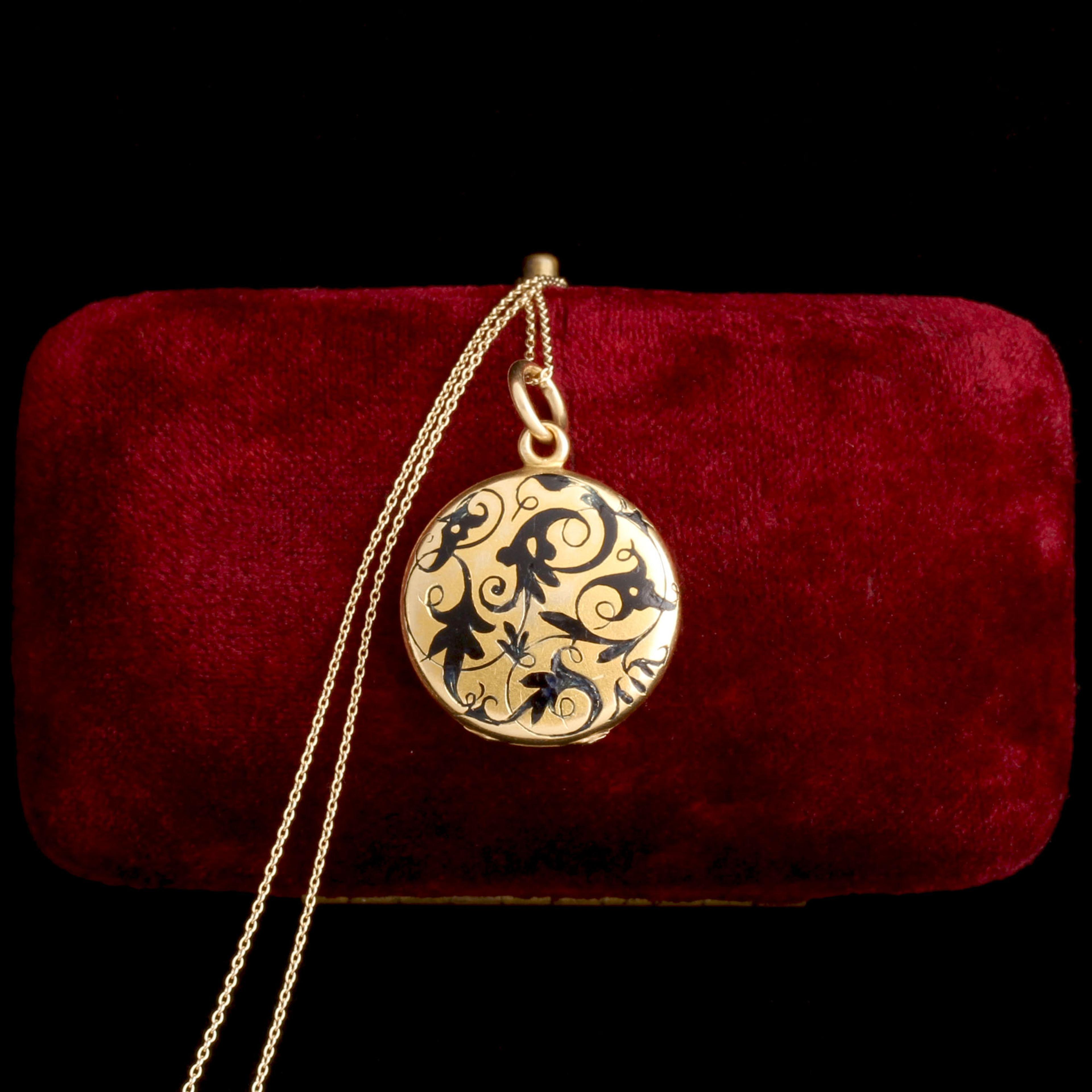 Detail of Victorian Floriated Enamel Locket