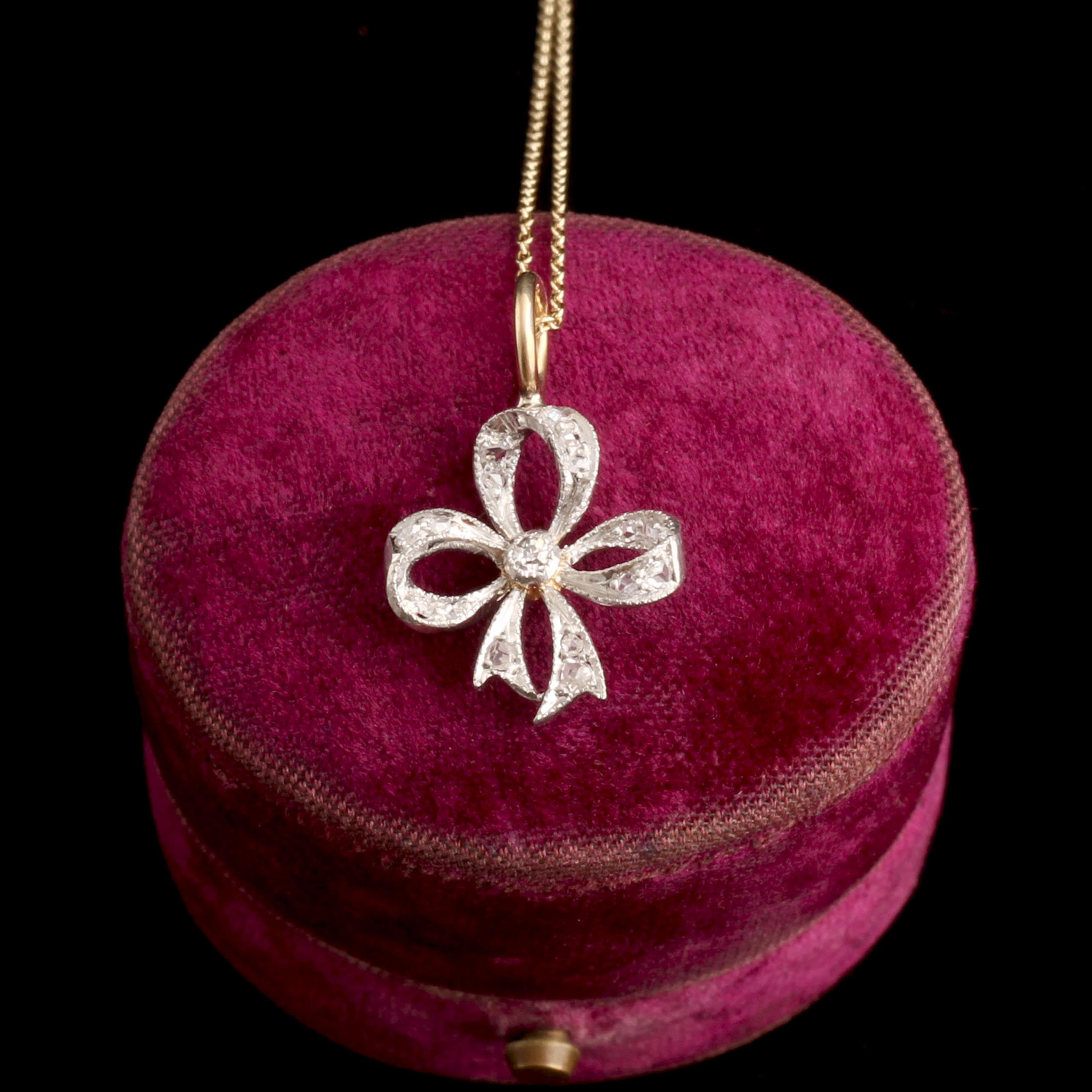 Edwardian Diamond Bow Necklace