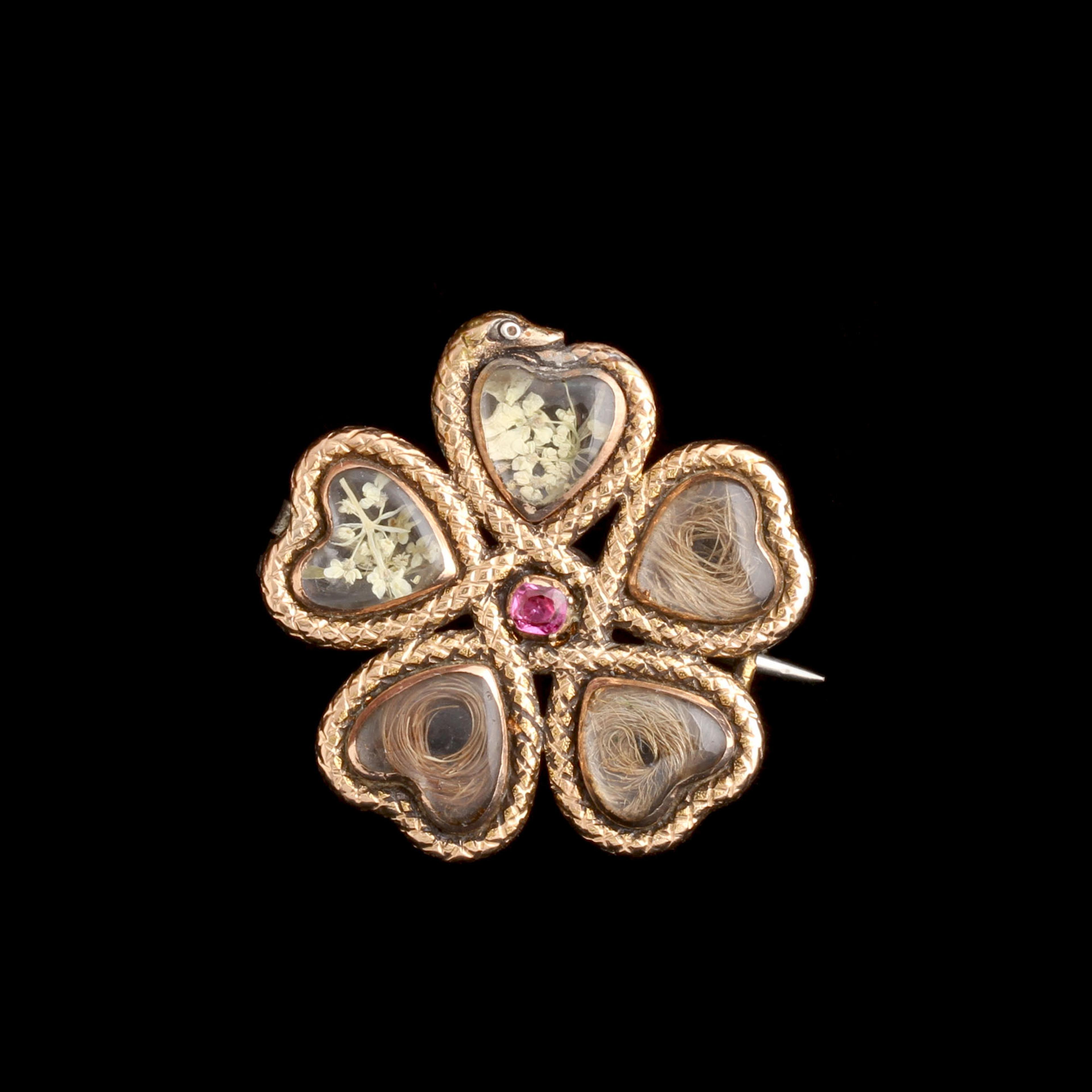 Georgian Ouroboros & Hearts Locket Brooch
