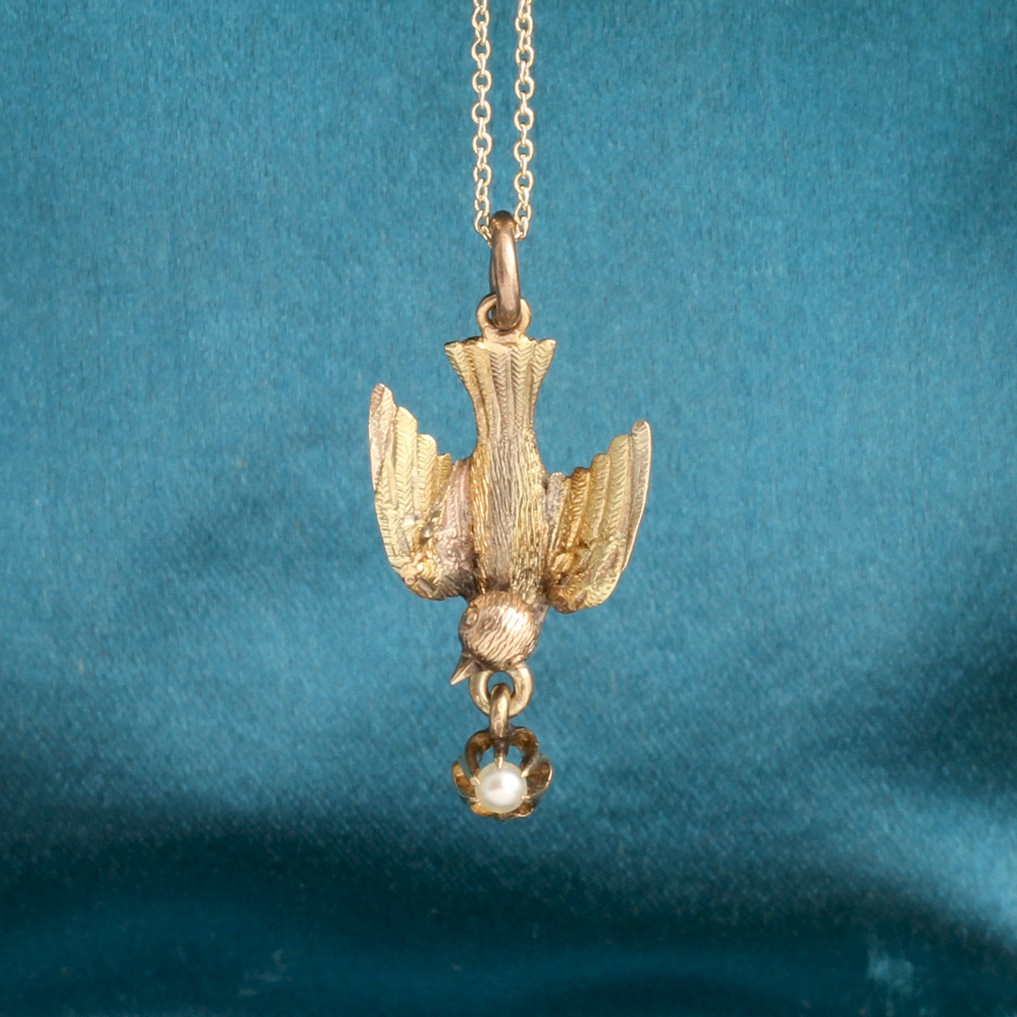 Edwardian Bird & Pearl Pendant