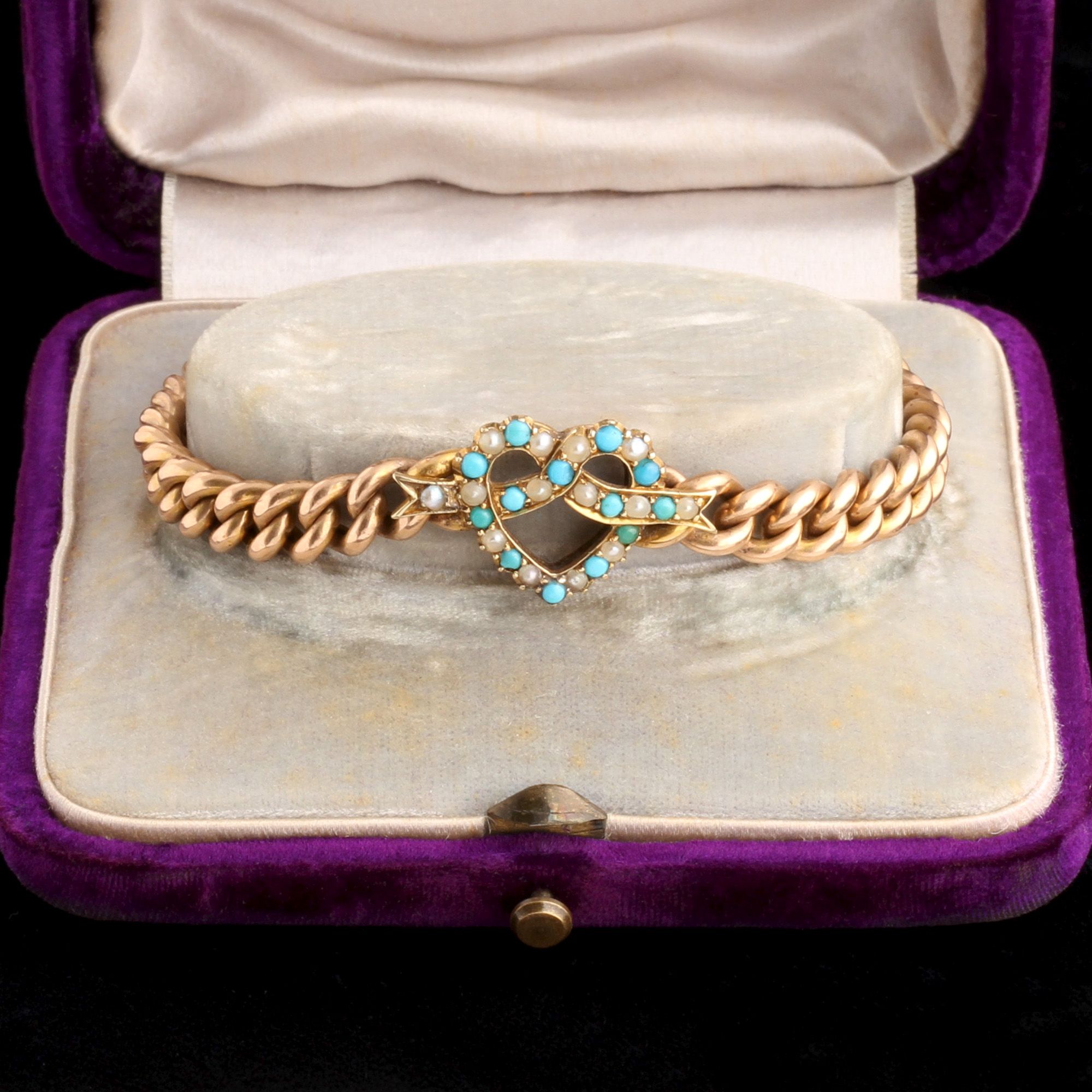 Victorian Turquoise & Pearl Love Knot Bracelet