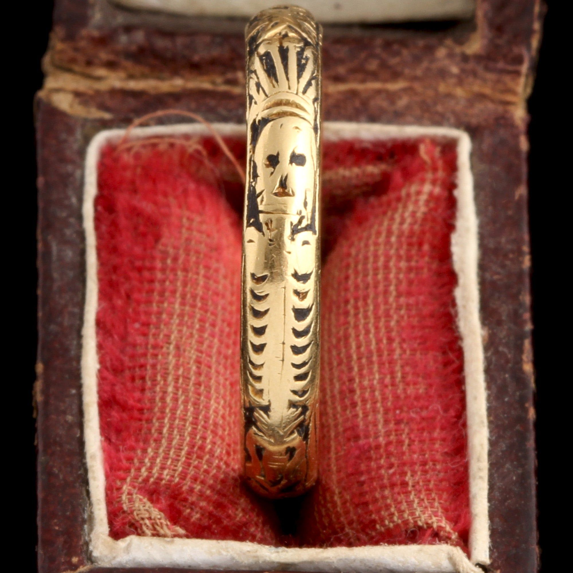 Early Georgian Skeletal Memento Mori Enameled Band