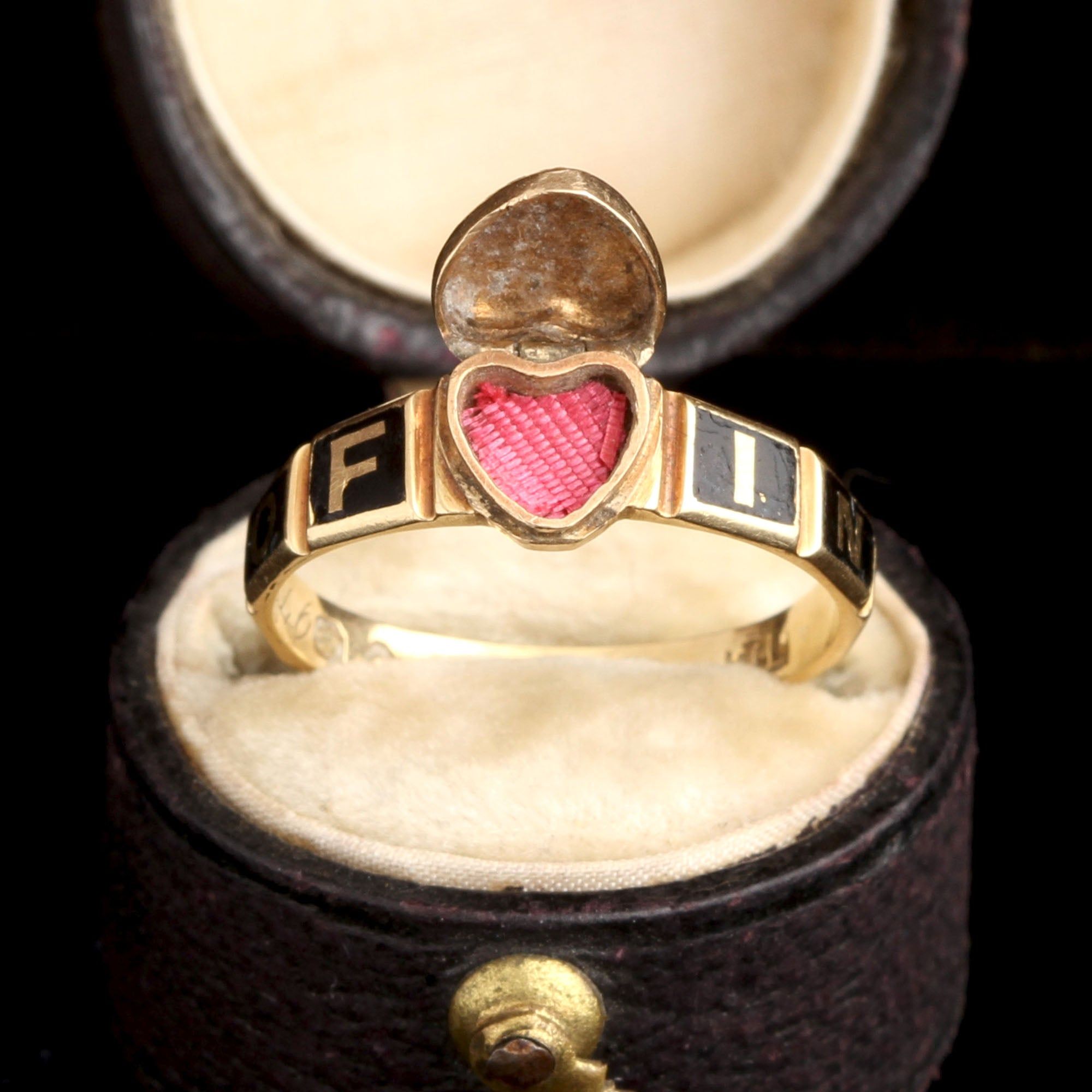 Early Victorian Heart Locket Mourning Ring